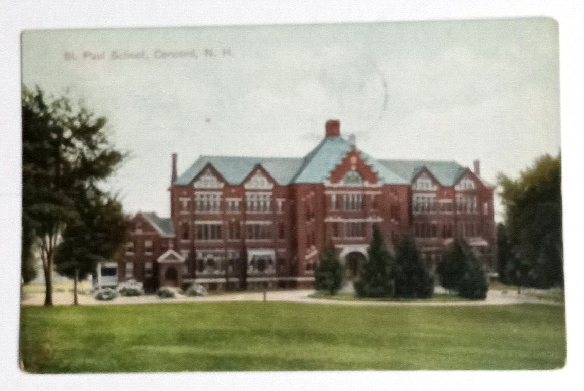 St Paul School Concord New Hampshire NH Postcard c1910s Street View