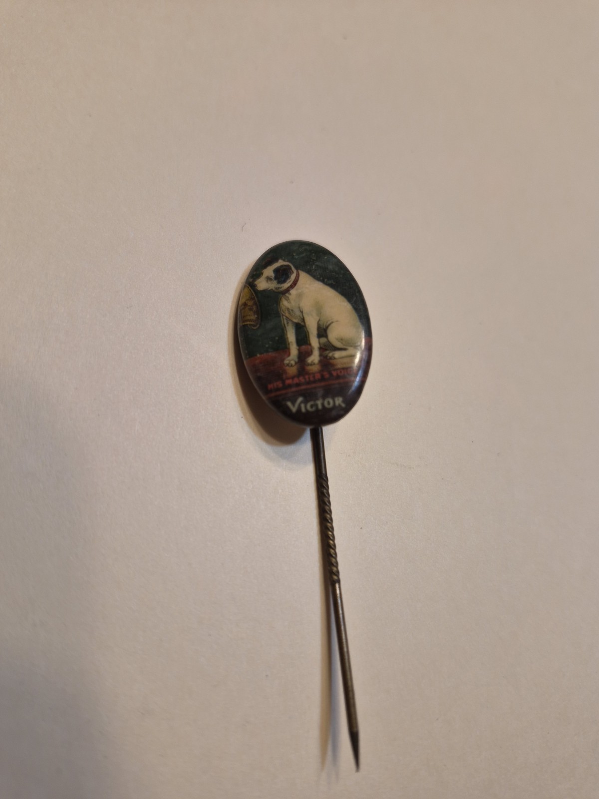 Antique Victor Talking Machine Co StickpinHis Masters Voice NipperDog Phonograph