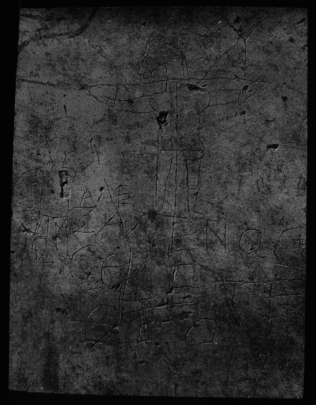ANTIQUE Magic Lantern Slide GRAFFITI SHOWING JESUS C1910 PHOTO .. ROME ITALY