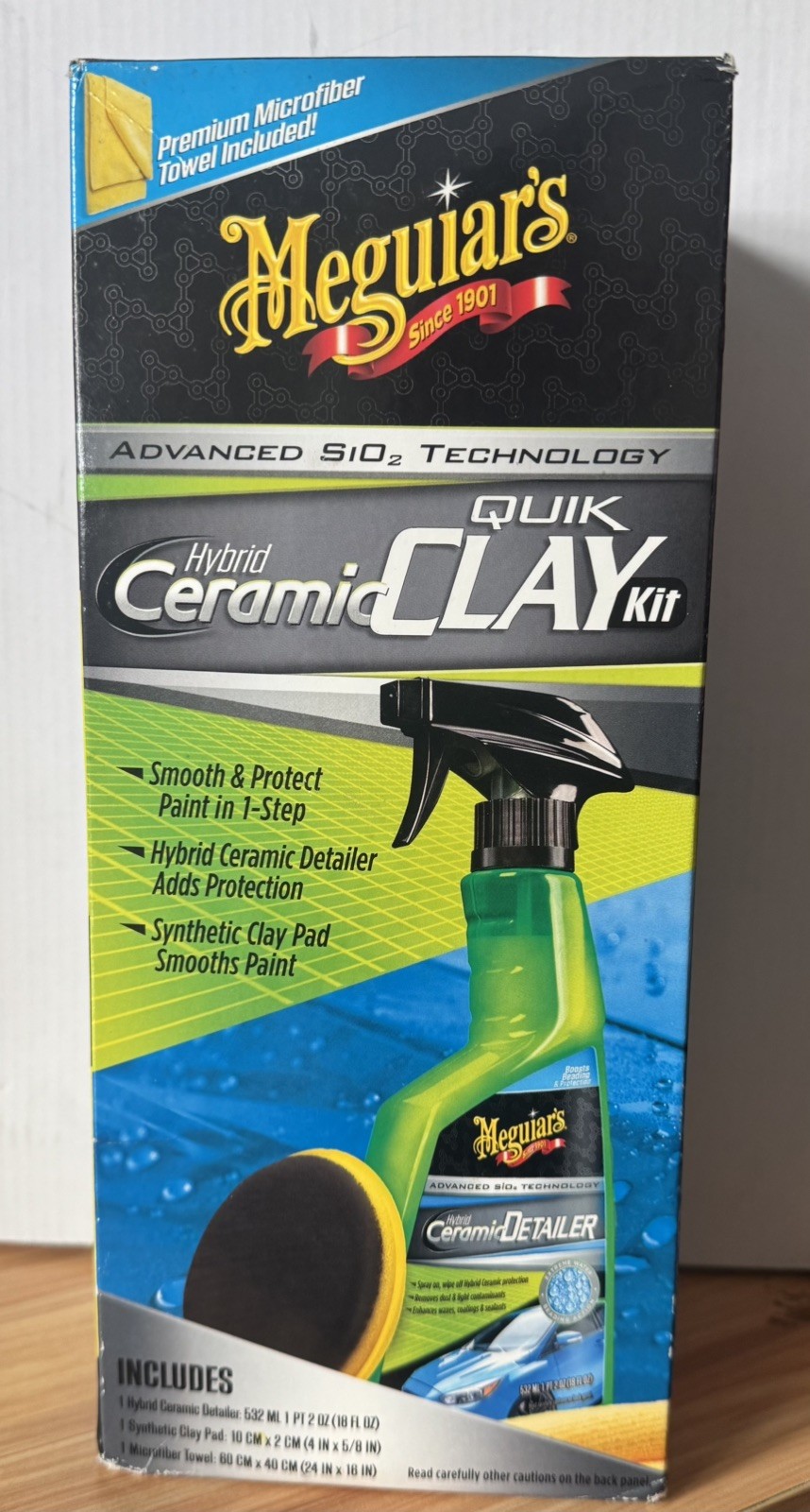 Meguiar's Hybrid Ceramic Quik Clay Kit With Synthetic Clay Pad And Microfiber...