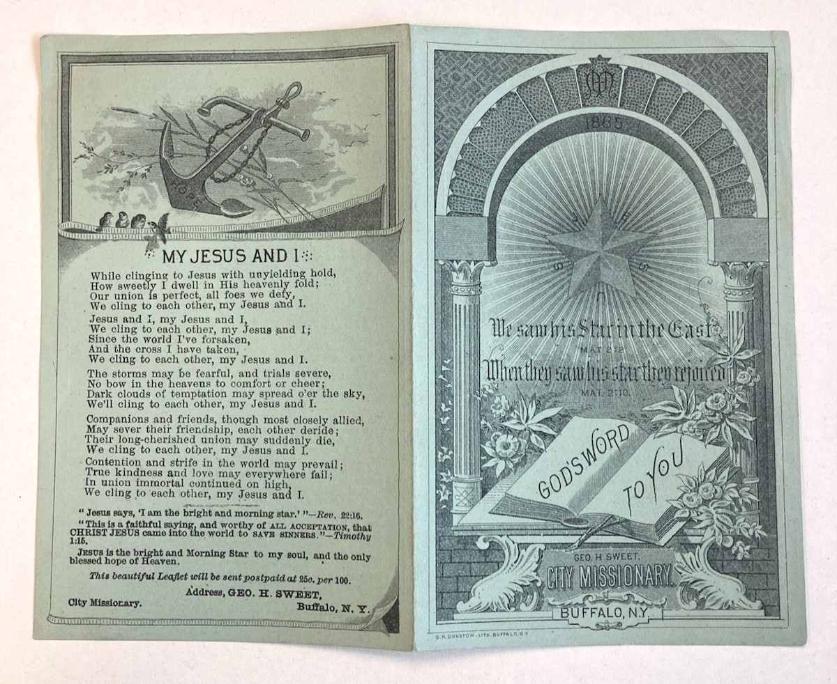 1885 Antique Christian Religious Tract George Sweet City Missionary Buffalo NY