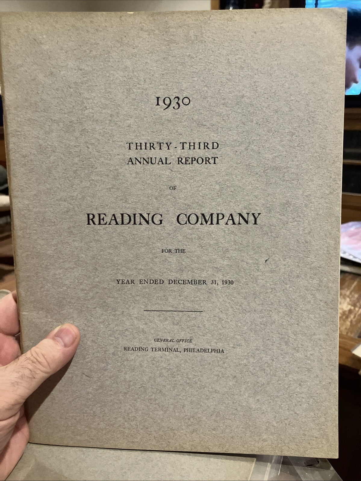 1930 READING COMPANY ANNUAL REPORT, Without Map