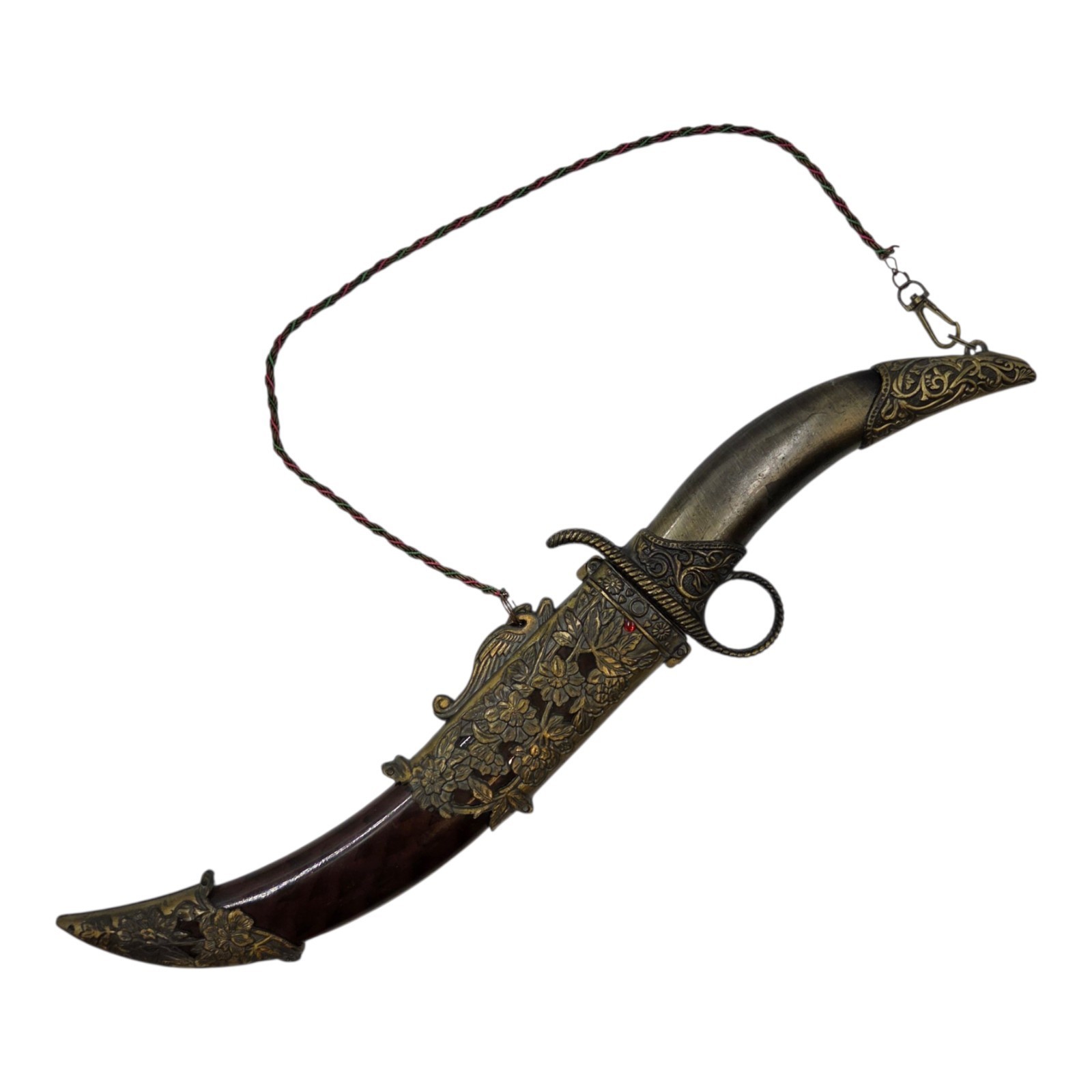 Vintage Ceremonial Curved Stainless Steel 8 Inch Decorated Dagger