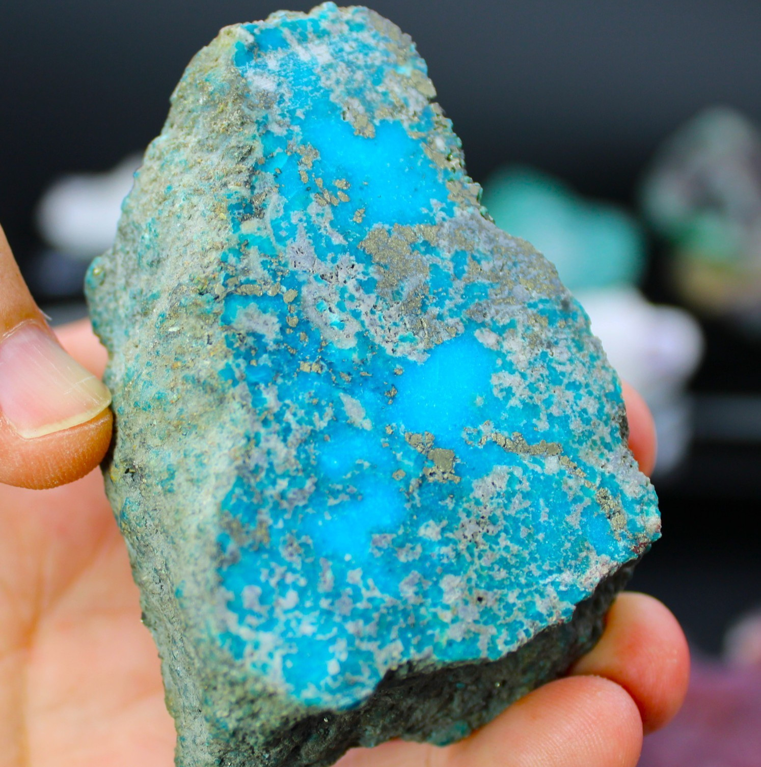 Amazing RARE Morenci Turquoise Rough 174g Arizona USA Natural Pyrite USA Dealer