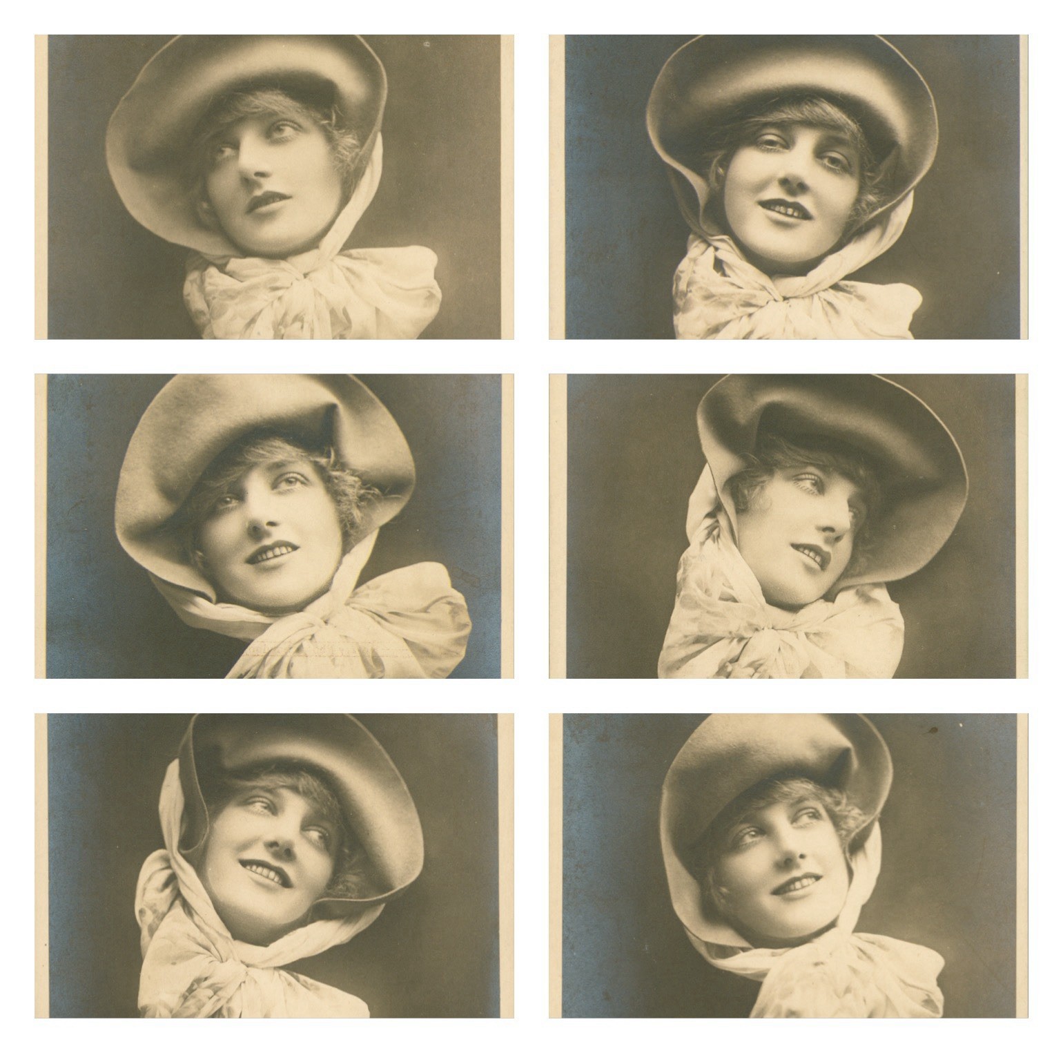 British Beauty Set 6 Postcards Antique 1907 Real Photo Miss Drina Verchesi.  N