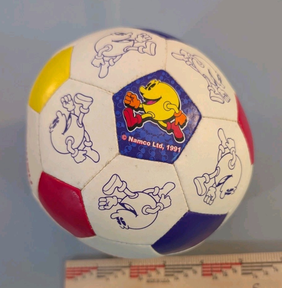 Vintage Pac-Man Mini Soccer Ball Namco Arcade Promo 1991 Vinyl Stitched 4.5\