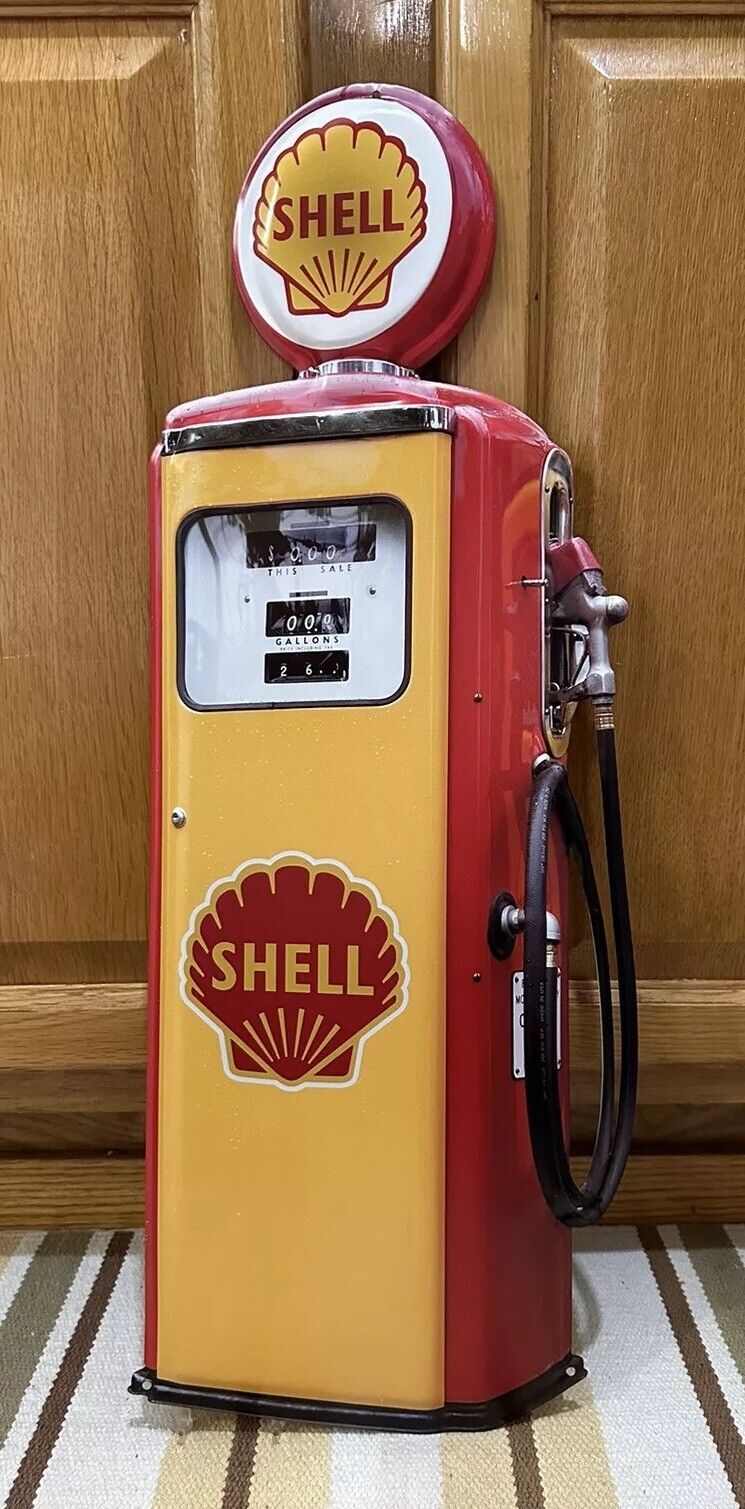 Shell Gas Pump Metal Sign Garage Shop Parts Tools Vintage Style Wall Decor