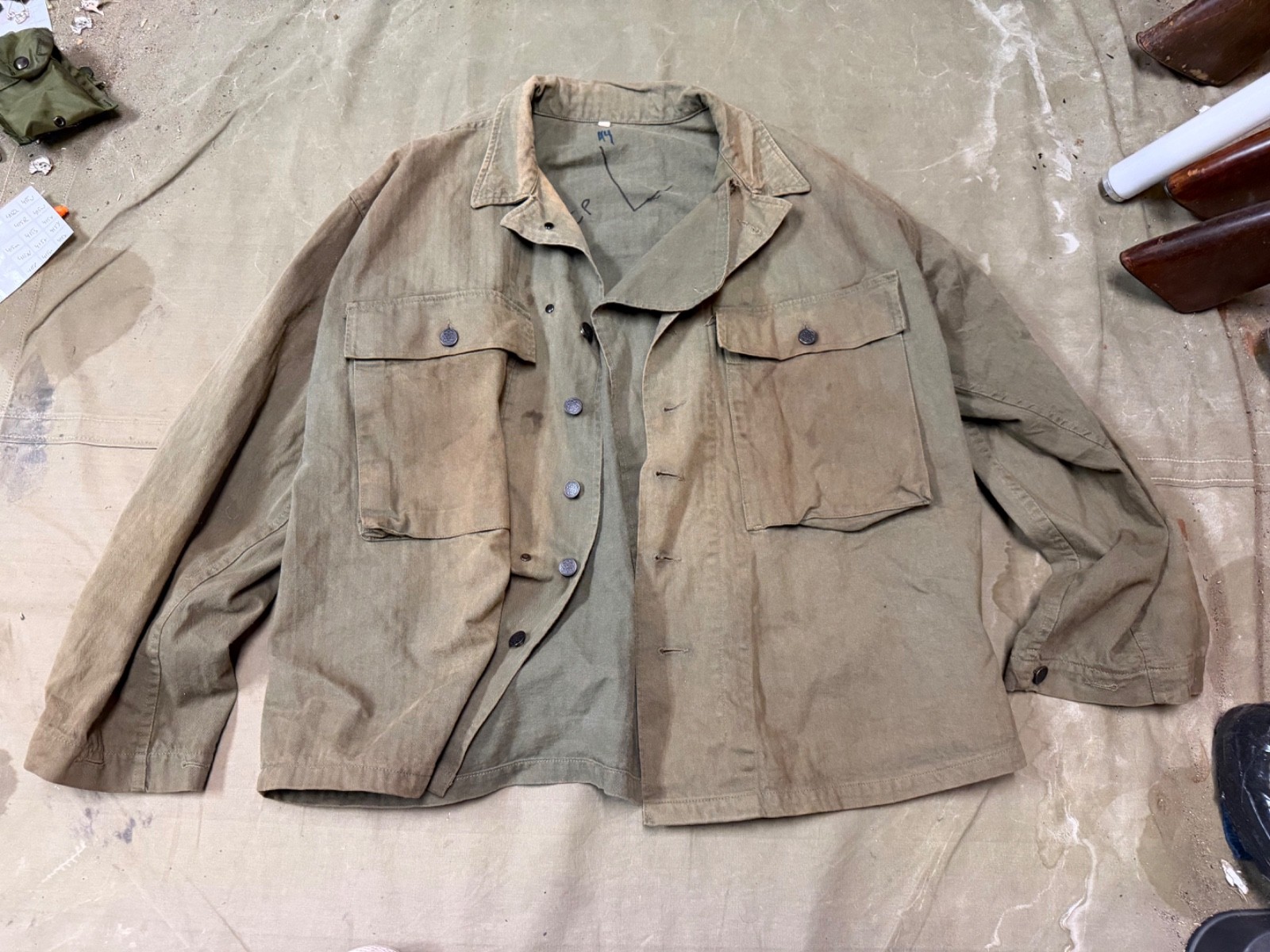 WWII US ARMY LIGHT SHADE HBT COMBAT FIELD JACKET-LARGE 44R,SM WHOLESALE