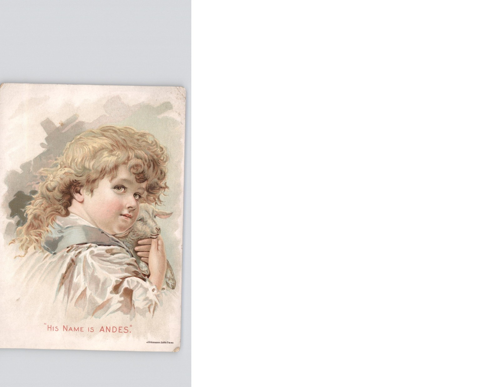 Vintage Victorian Style Trade Card Portrait Young Girl Holding Lamb His Name Is 