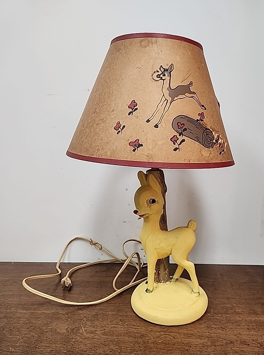 All Original Vintage RLM Montgomery Ward 1940s Rudolph Reindeer Lamp w/ Shade