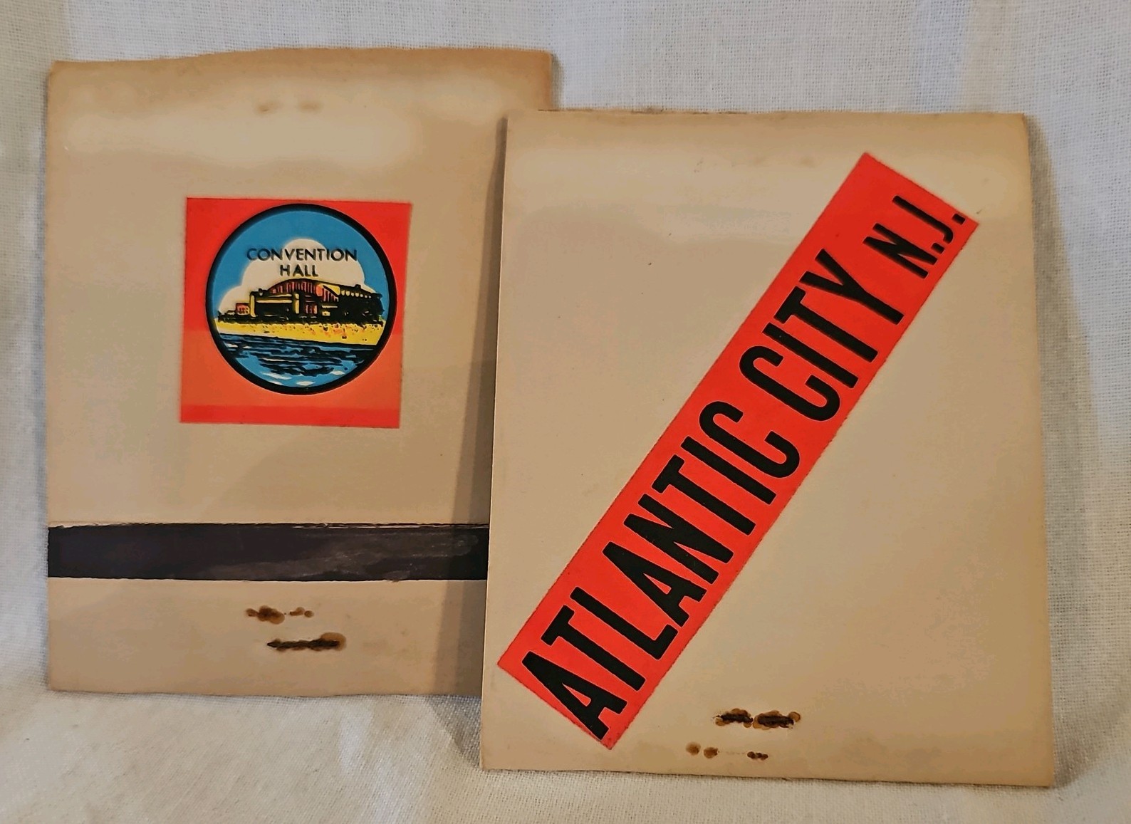 Lot of 2 Large Vintage ATLANTIC CITY NJ Convention Hall Matchbook Cover FULL 