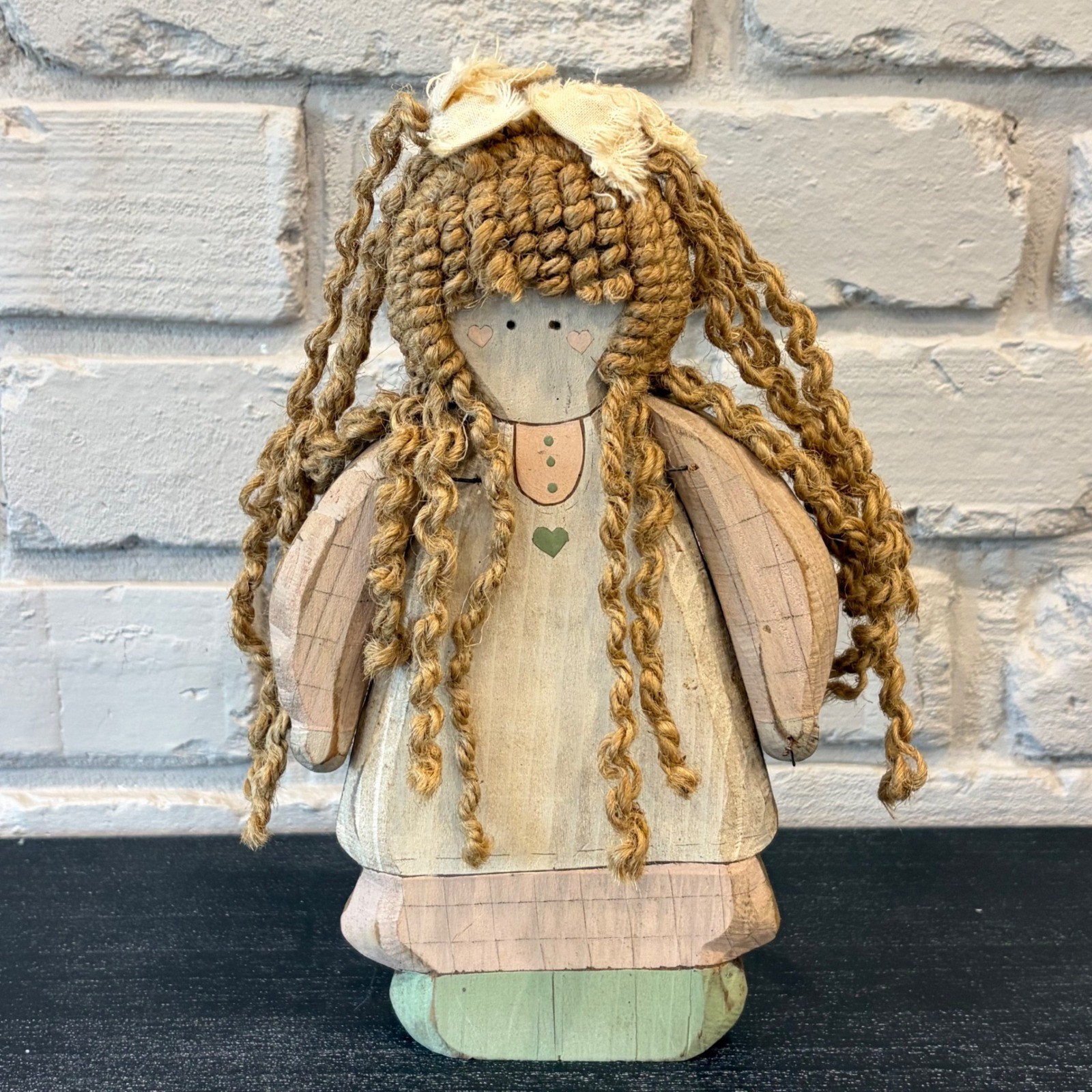 Vintage 1992 Bonnie J Bammes Wooden Doll Willard June Glasgow Folk Art Primitive