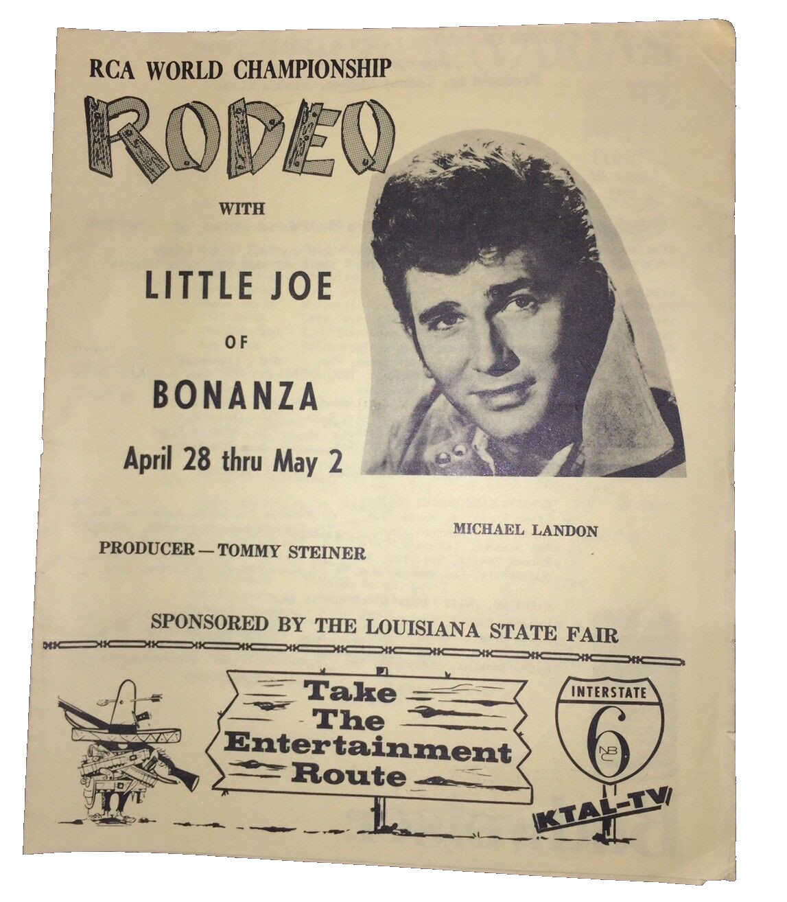 RCA World Championship Rodeo Program Rare Michael Landon 