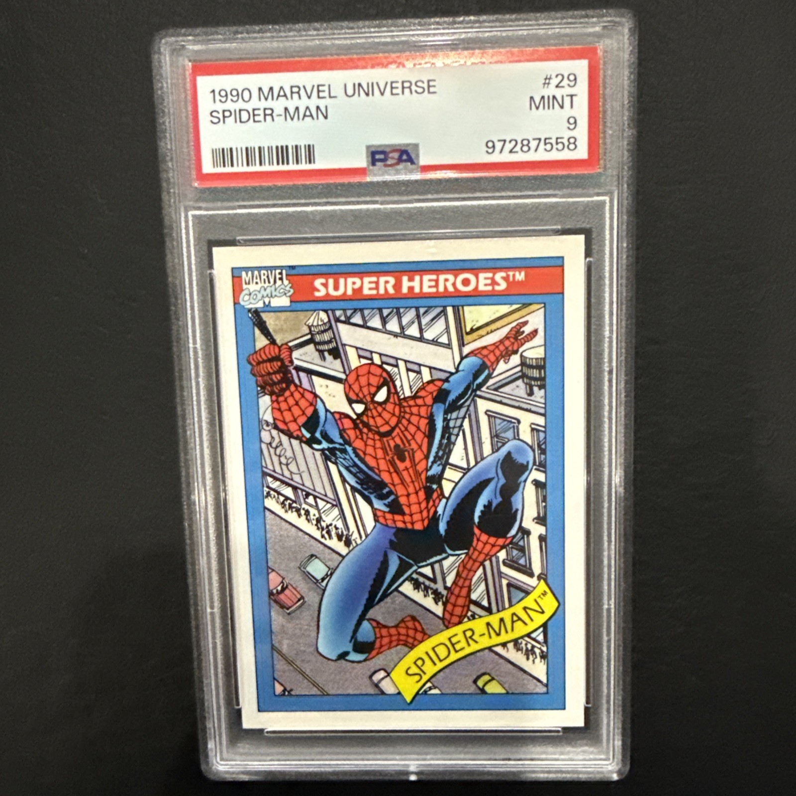 Spider-Man 1990 Impel Series 1 Marvel Universe #29 PSA 9 MINT