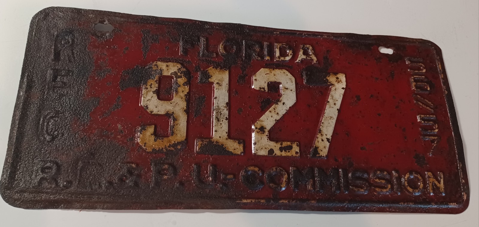 Rare Vtg 56/57License Plate REC RR&PU -Commision License Plate