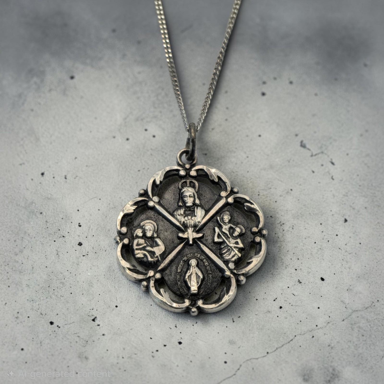 Creed Sterling Silver 4 Way Cathloic Metal Cross Pendant 18\
