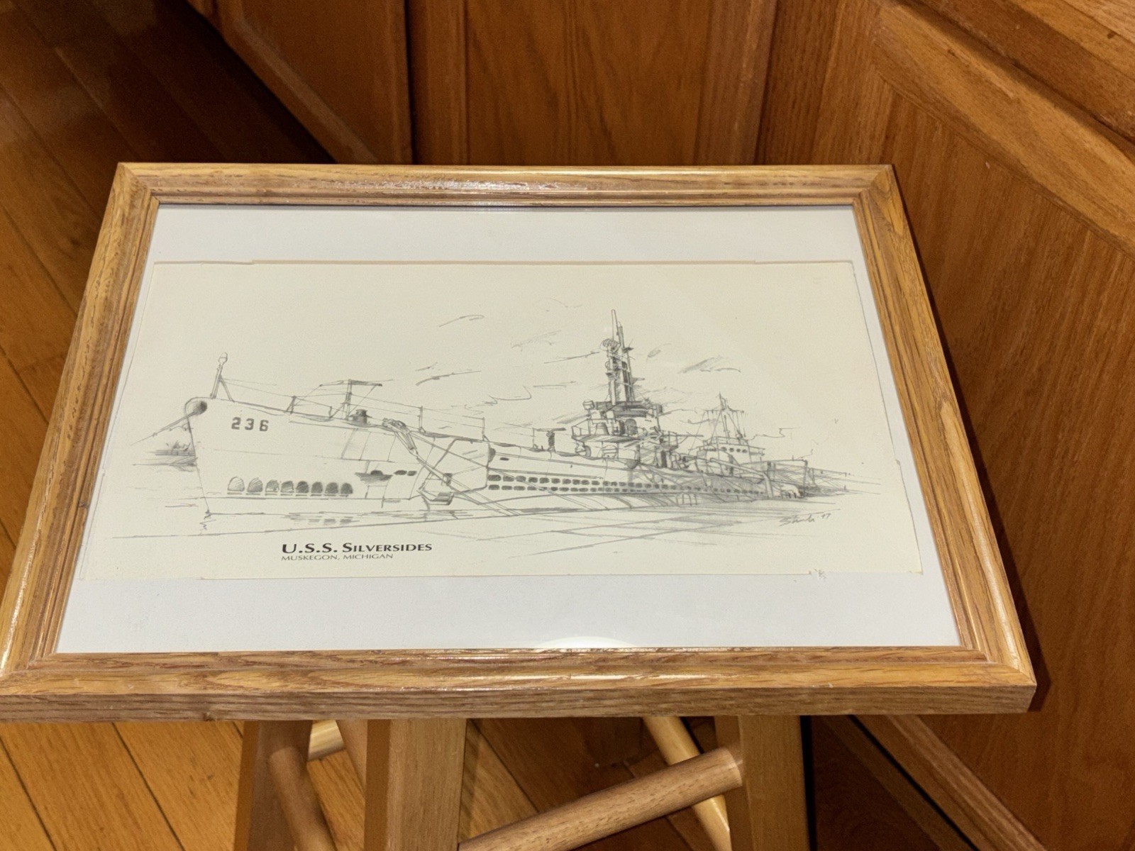 Vintage Framed Photo USS Silversides Muskegon, Michigan 