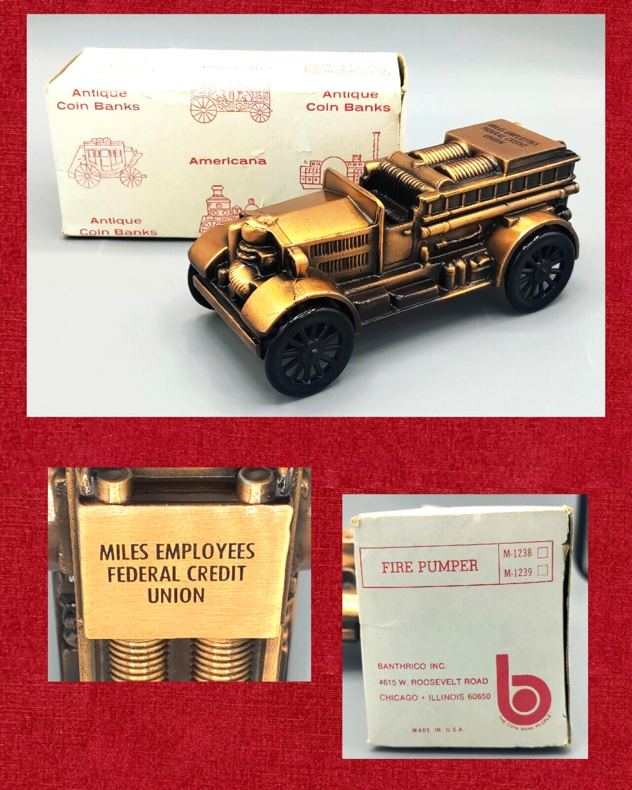 Vintage Advertising Bank 1974 Banthrico 1924 Ahrens-Fox Fire Truck in orig. box Vintage Advertising Bank 1974 Banthrico 1924 Ahrens-Fox Fire Truck in orig. box