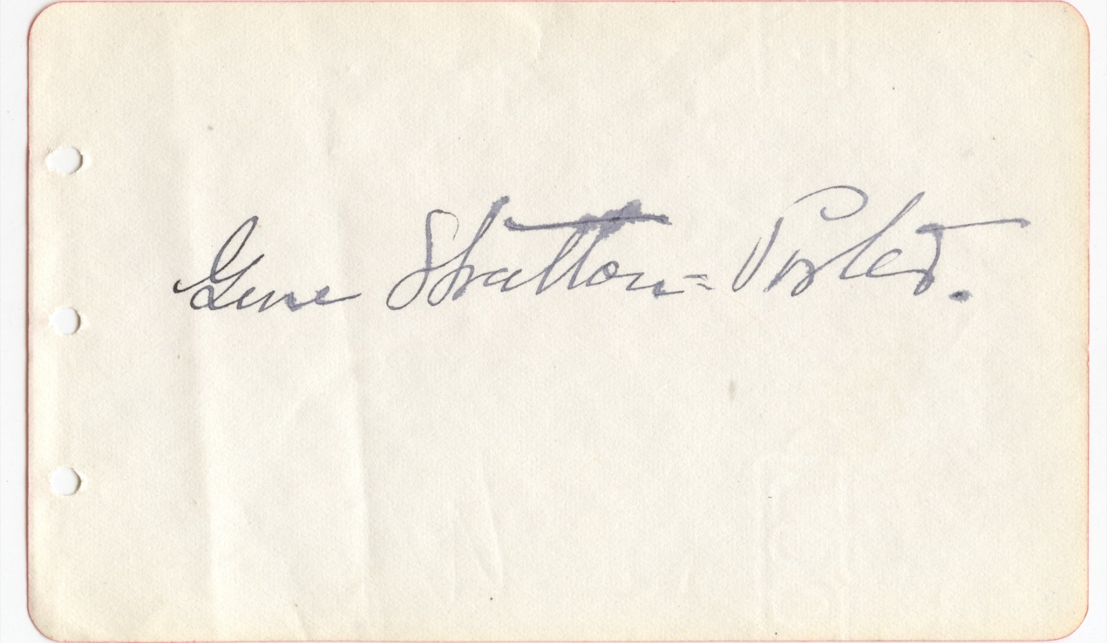 Limberlost Author Gene Stratton Porter Signed 3x5 Autograph Page Rare VTG Un Cut