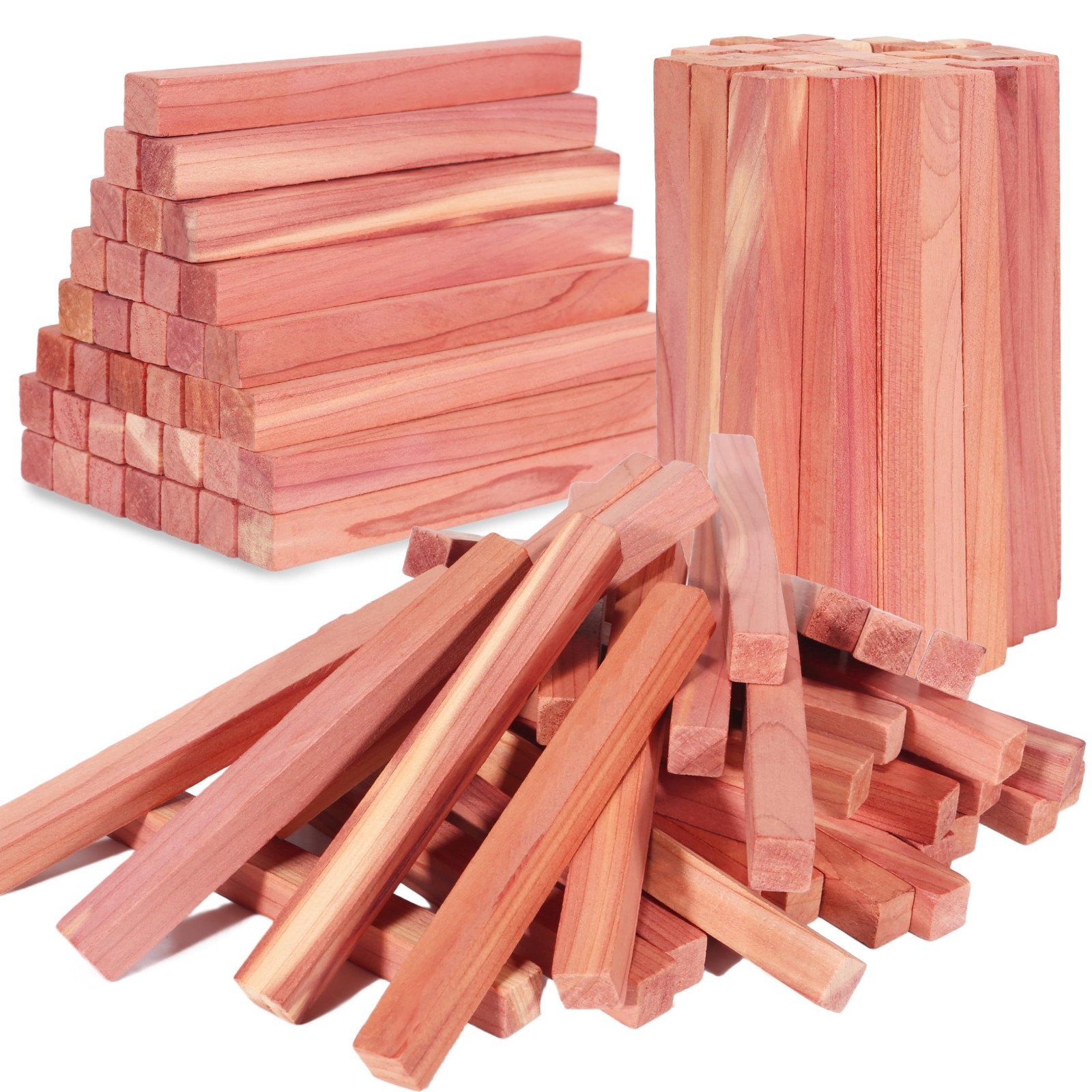 100PCS Cedar Block for Clothes Storage, 100% Aromatic Red Cedar Wood Sticks Chip