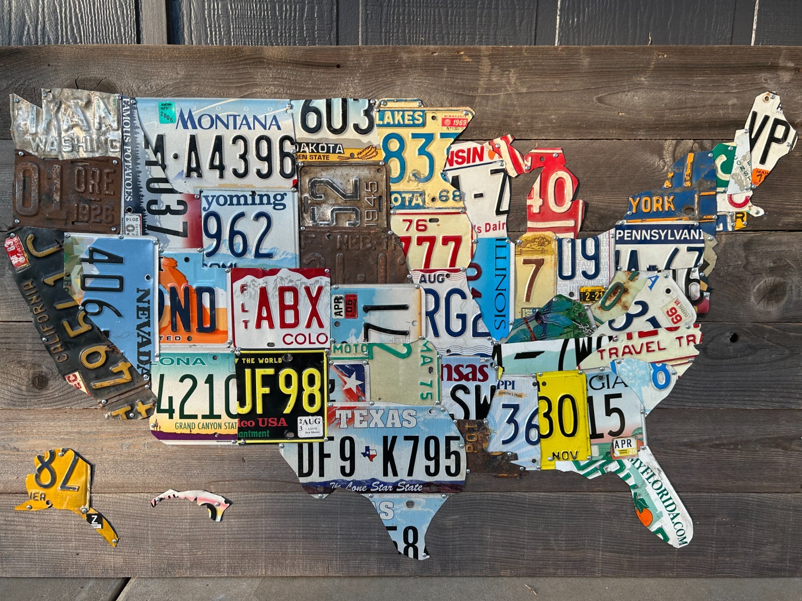 Extra Large Authentic USA License Plate Map  