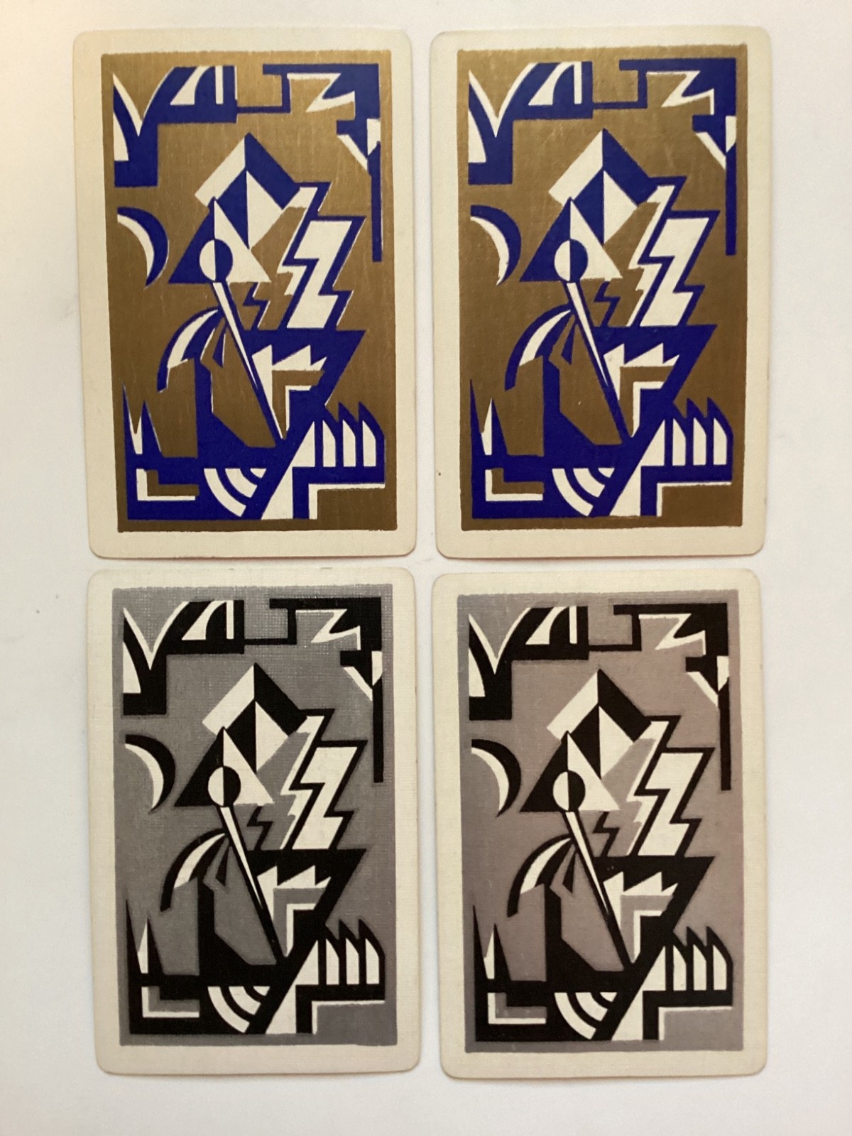 Lot (4) Antique Abstract Art Deco Playing Cards,ARROW PCC, c.1925-29