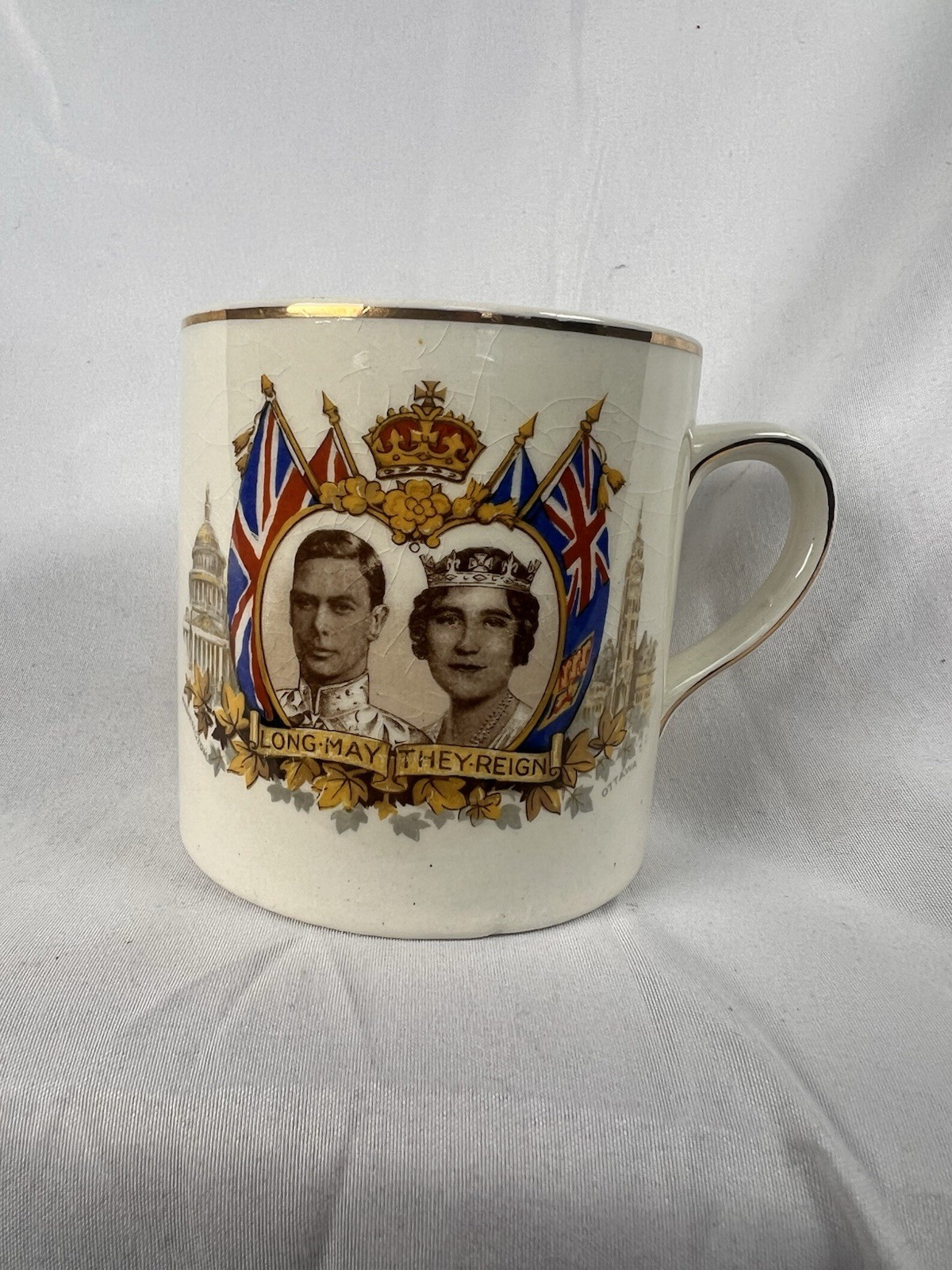 1939 King George VI Queen Elizabeth Coronation Visit Mug Royal Commemorative