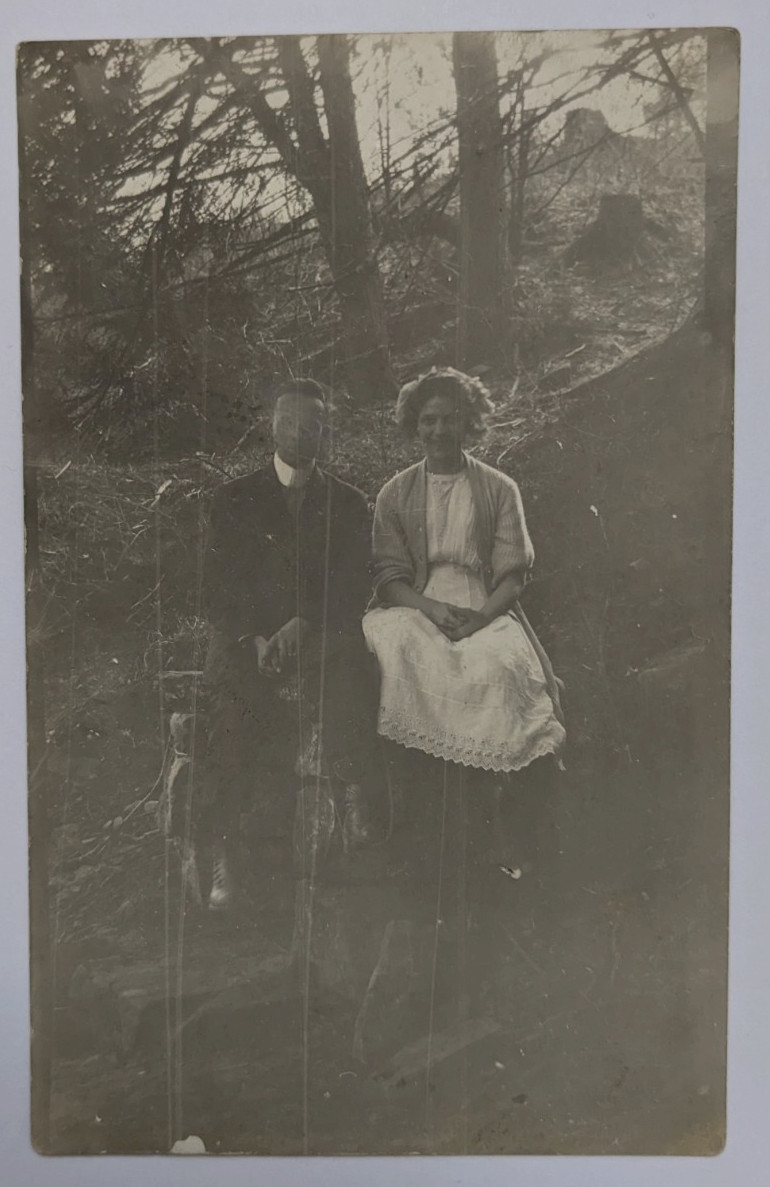 c1910s RPPC Couple in Woods Outdoor Portrait Vernacular Possibly Interracial?