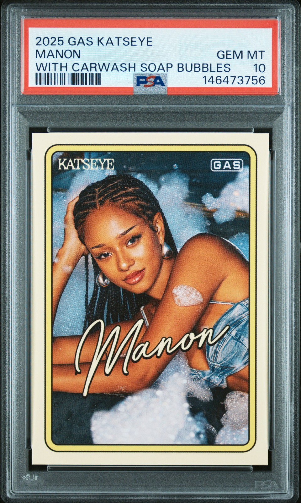 Katseye Manon 2025 GAS Trading Cards Carwash Soap Bubbles PSA 10 Gem Mint RC