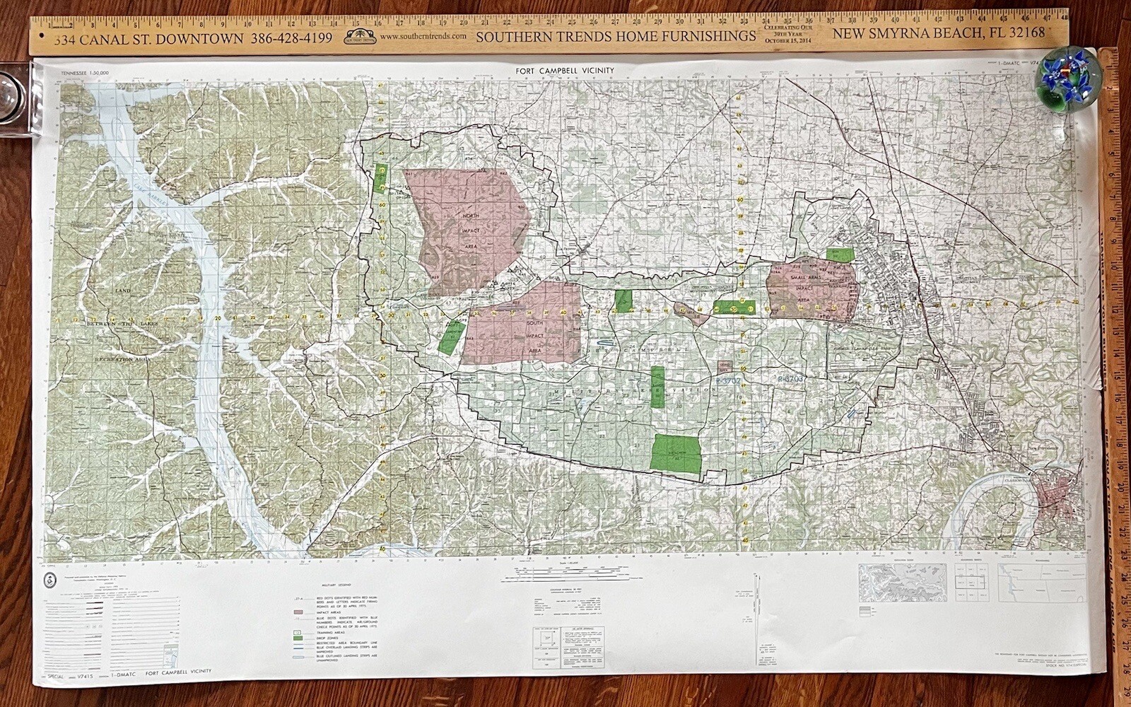 KY Fort Campbell Vicinity 2-Sided Special Map, 1-DMATC, 1975. LAST ONE