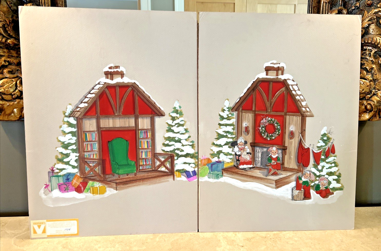 VTG. 1979 VAUGHN\'S DISPLAY CO. ORIGINAL CHRISTMAS DISPLAY ART HANDPAINTED DESIGN