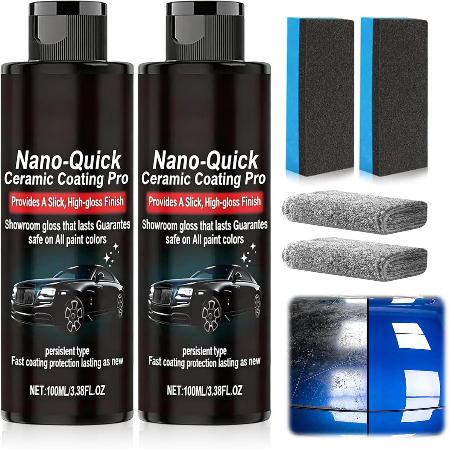 2 PCS Quick Effect Coating Agent, Nano-Quick Ceramic Coating Pro, Revolutionary