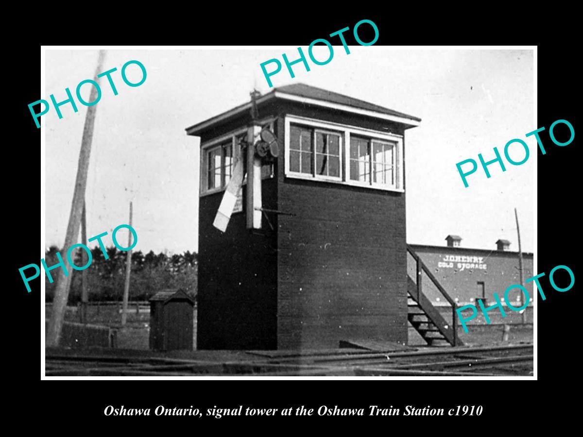 Oshawa Ontario The Railroad Depot Signal Tower 1900 Large Historic Old Photo