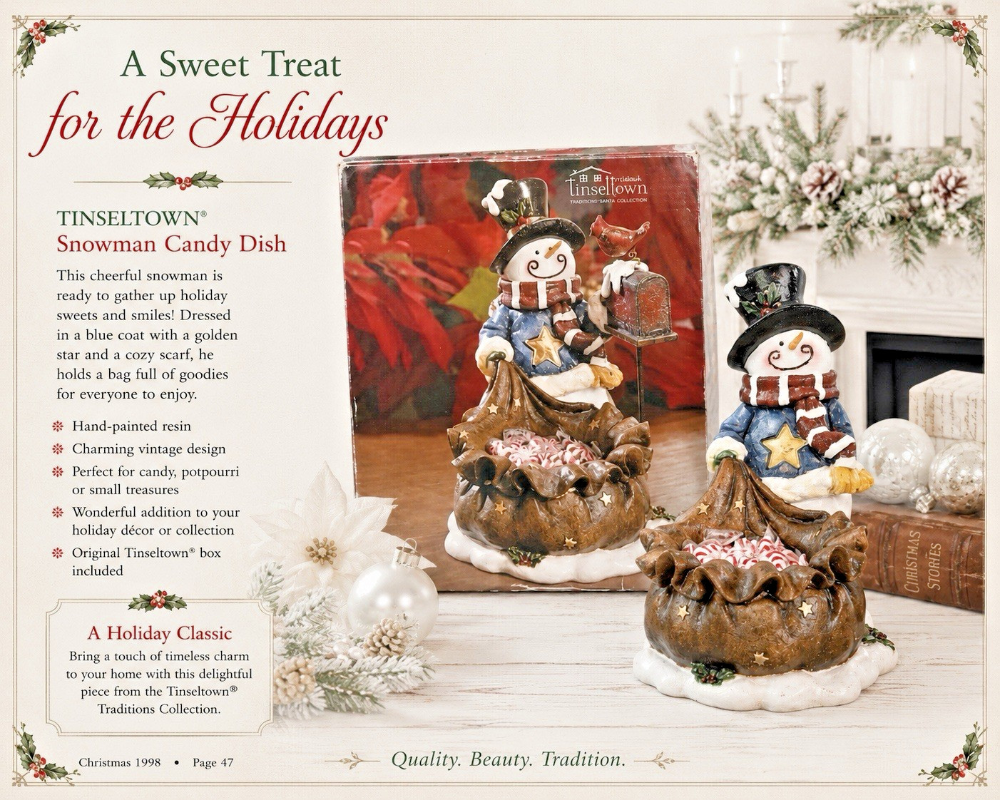 Kirkland Tinseltown Snowman Christmas Candy Dish Stardust Winter Collection VTG