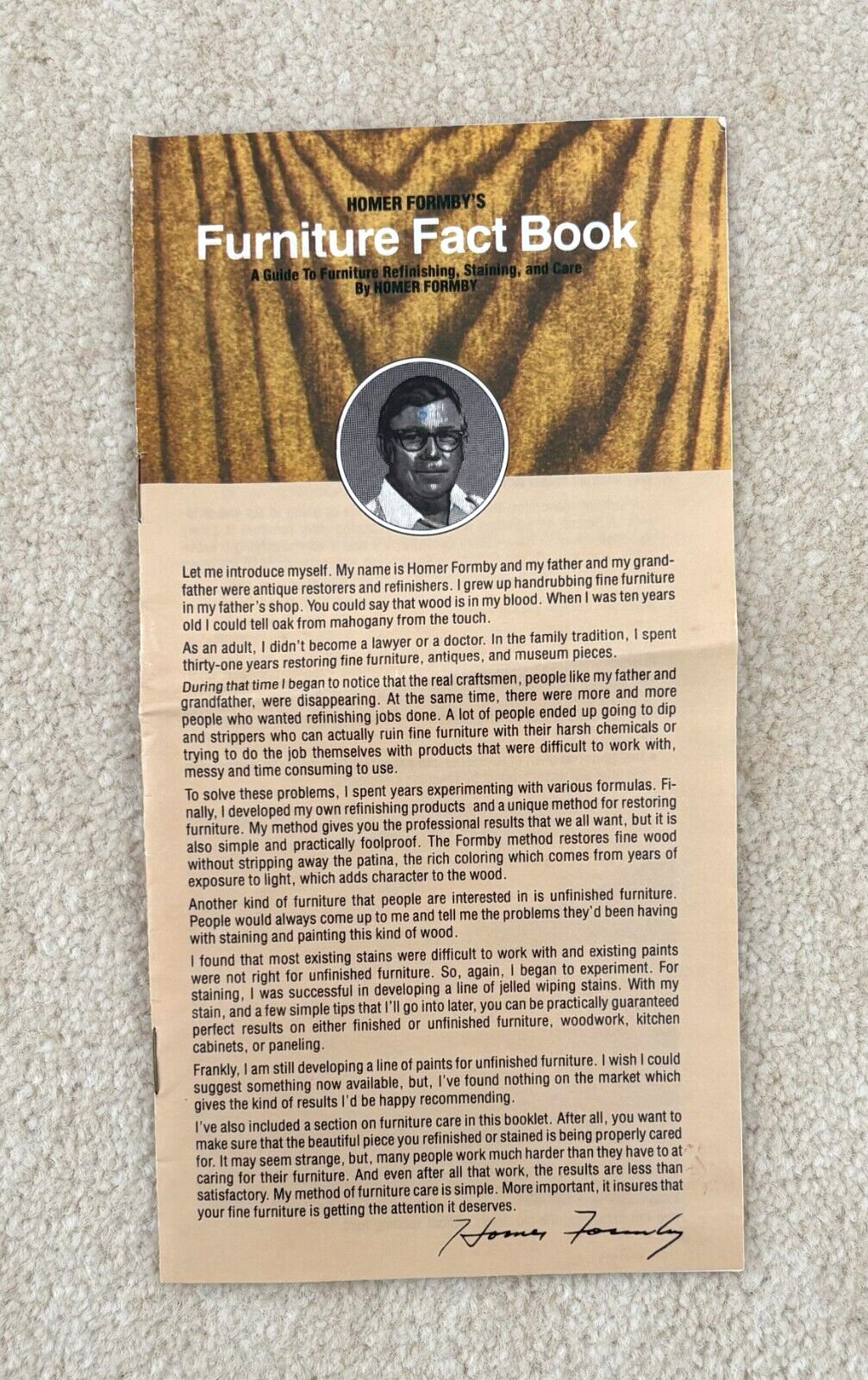 VINTAGE c. 1981 HOMER FORMBY’S FURNITURE FACT BOOK PAMPHLET ~ NICE