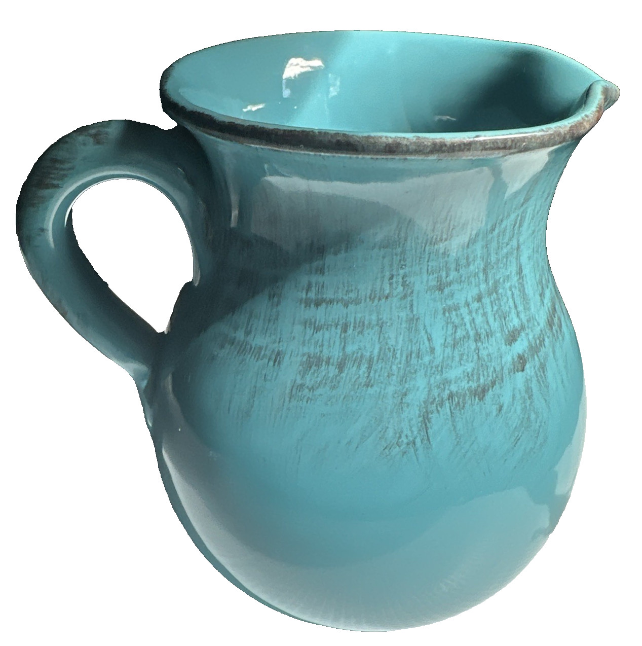 Vintage Italian Turquoise Ceramic Pitcher  Handcrafted Pottery  Made in ITALY