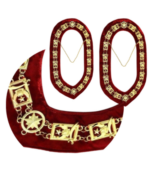 FREEMASON - Masonic Shriners Shriner -chain collar Gold Plated Red Velvet pack 2