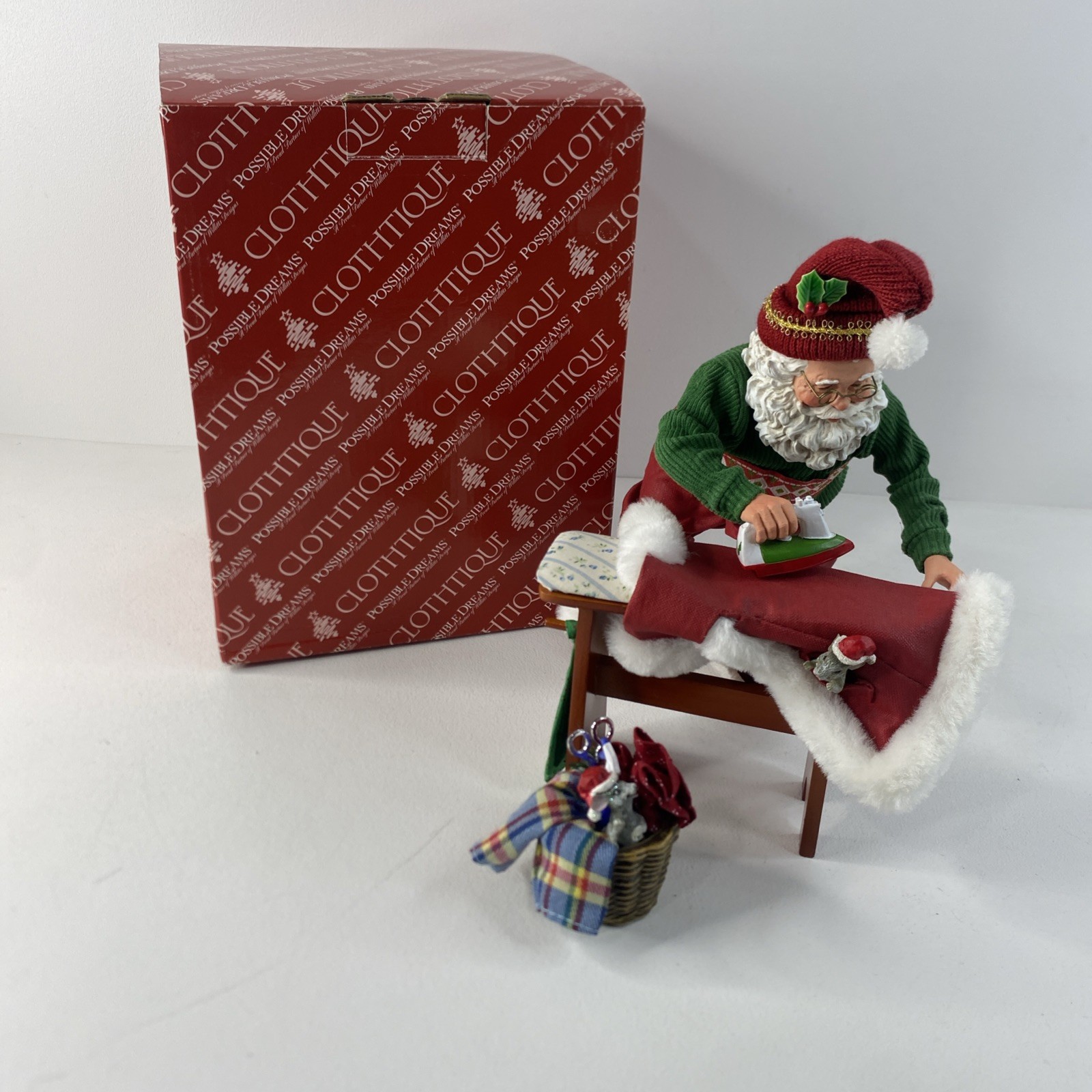 Possible Dreams Clothtique It's Almost Time Santa Claus Ironing - 71004 W/ Box