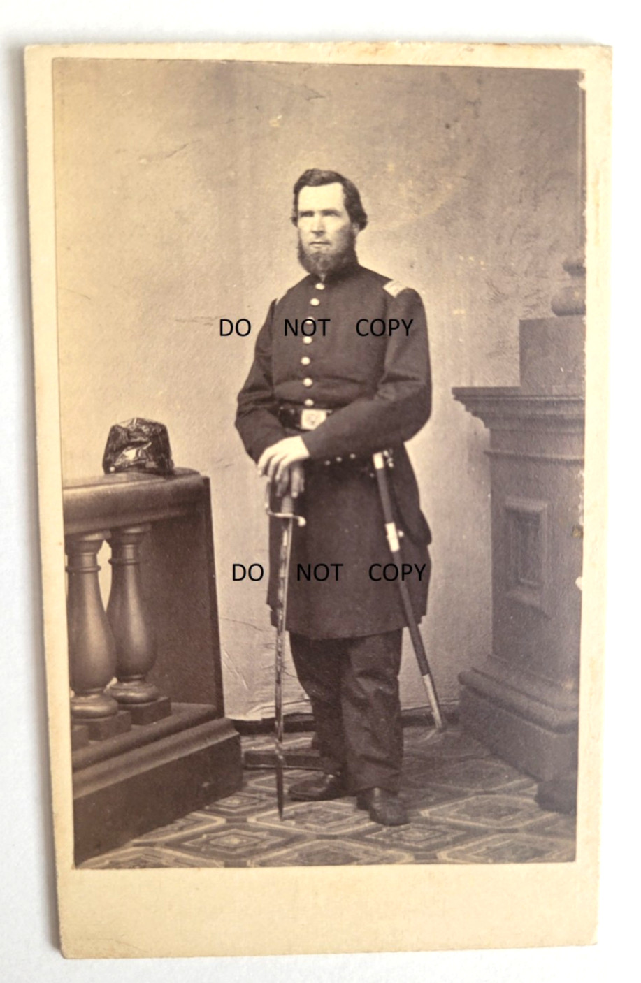 1860S PHOTO CIVIL WAR CAVALRY OFFICER ARMED SWORD FRIEND OF MAJ GRANGER TROY NY
