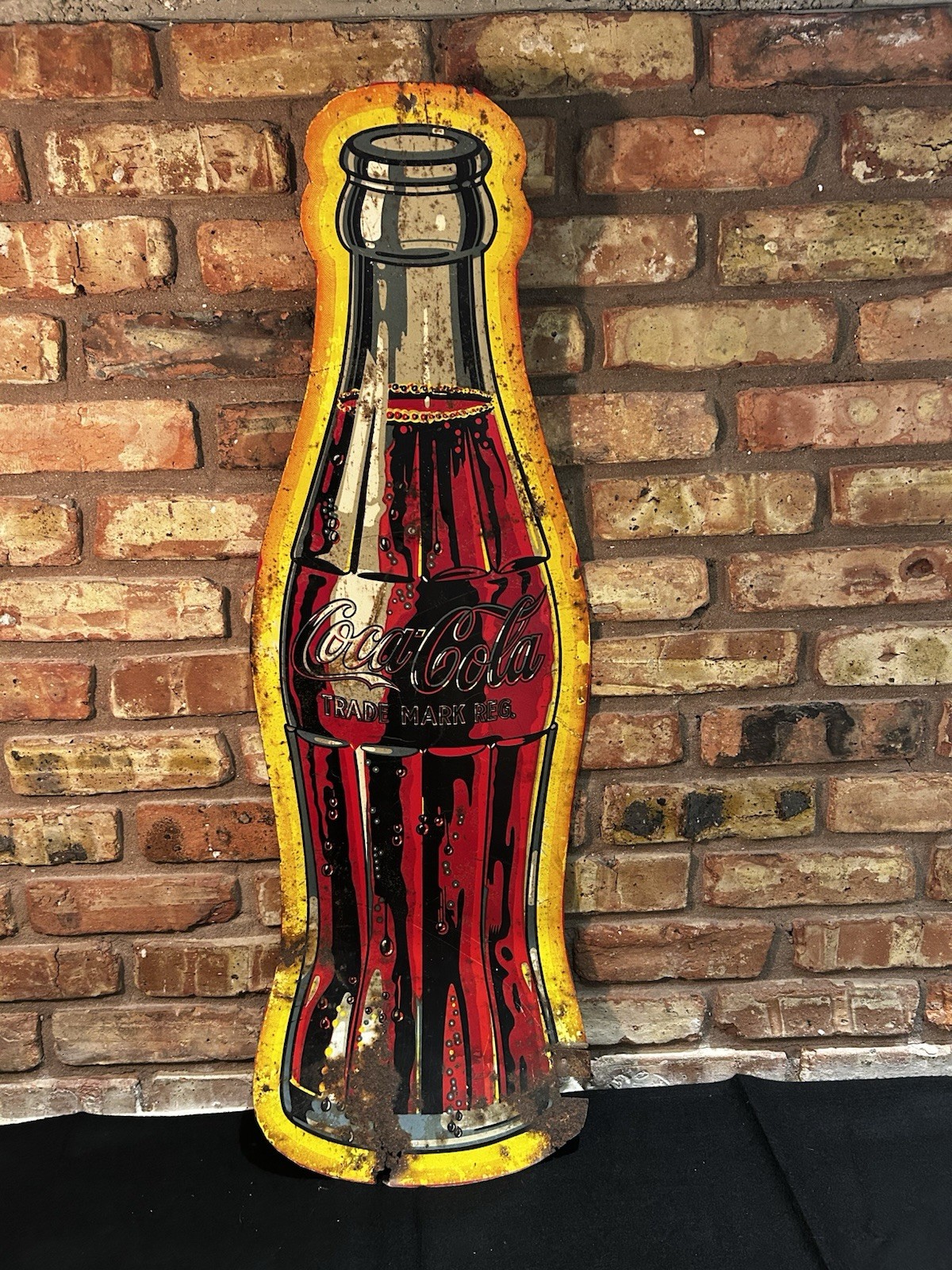 Original Vintage Antique Coca Cola Bottle Tin Sign Soda Advertising