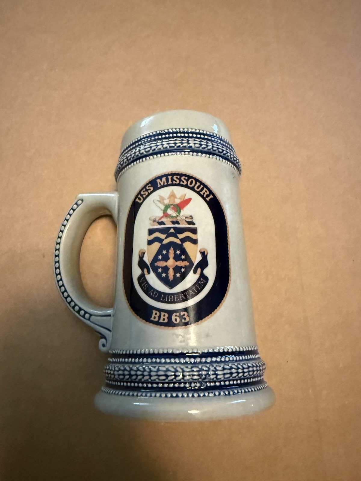 VINTAGE USS Missouri BB-63 BEER STEIN MUG