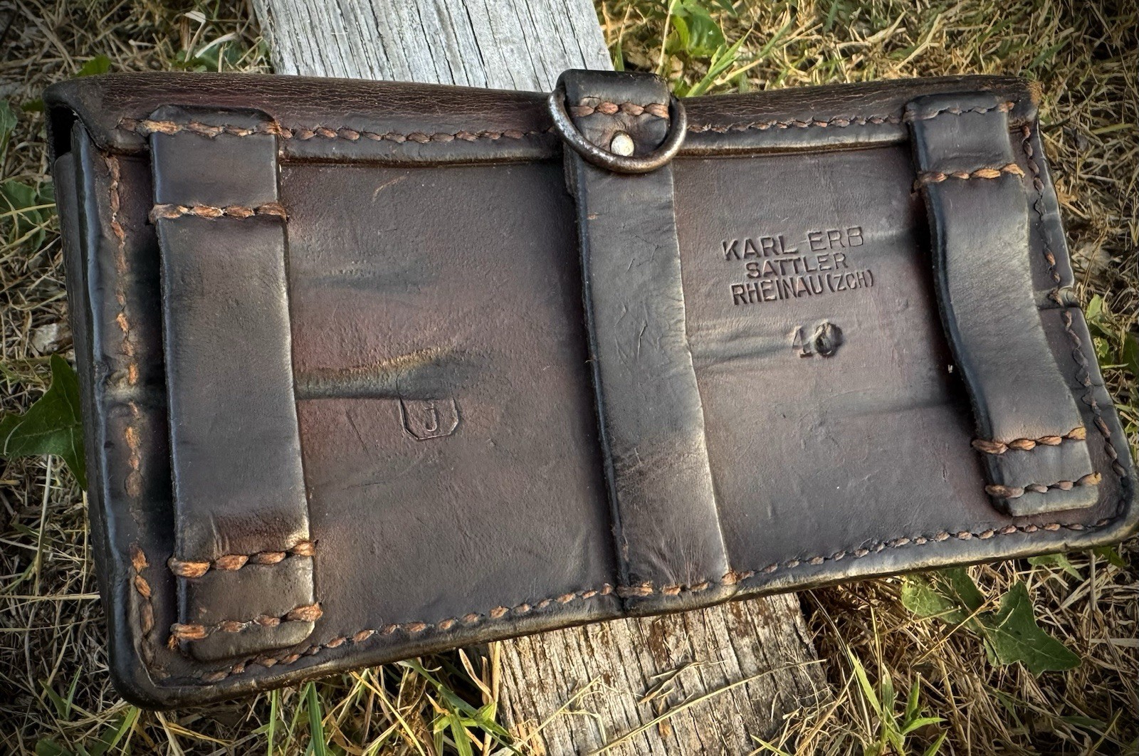 Vintage Swiss Military Leather Ammo Pouch K31 Schmidt Rubin Bern Maker Stamped