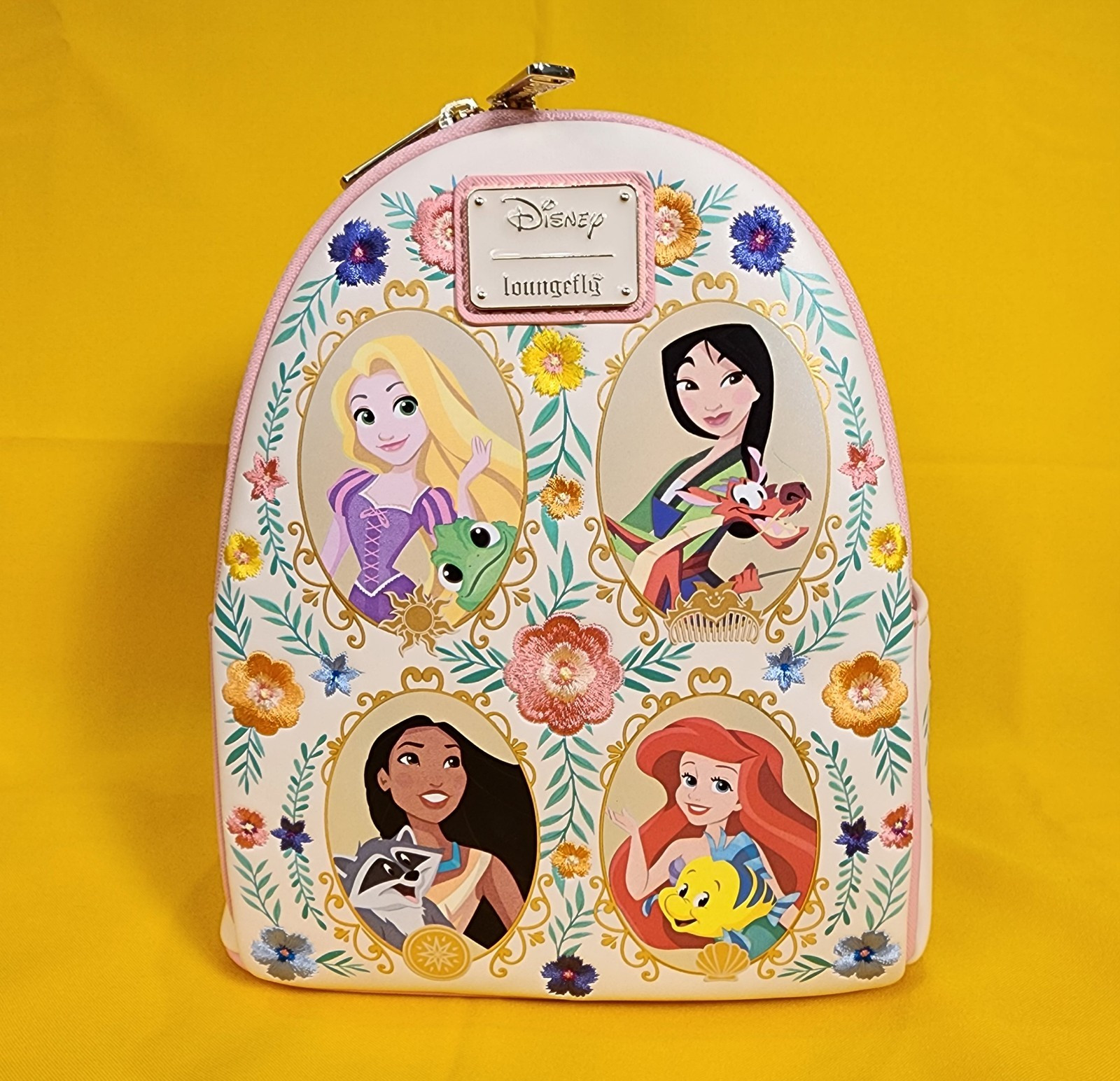 Loungefly Disney Princess & Sidekicks Floral Portraits Mini Backpack NEW