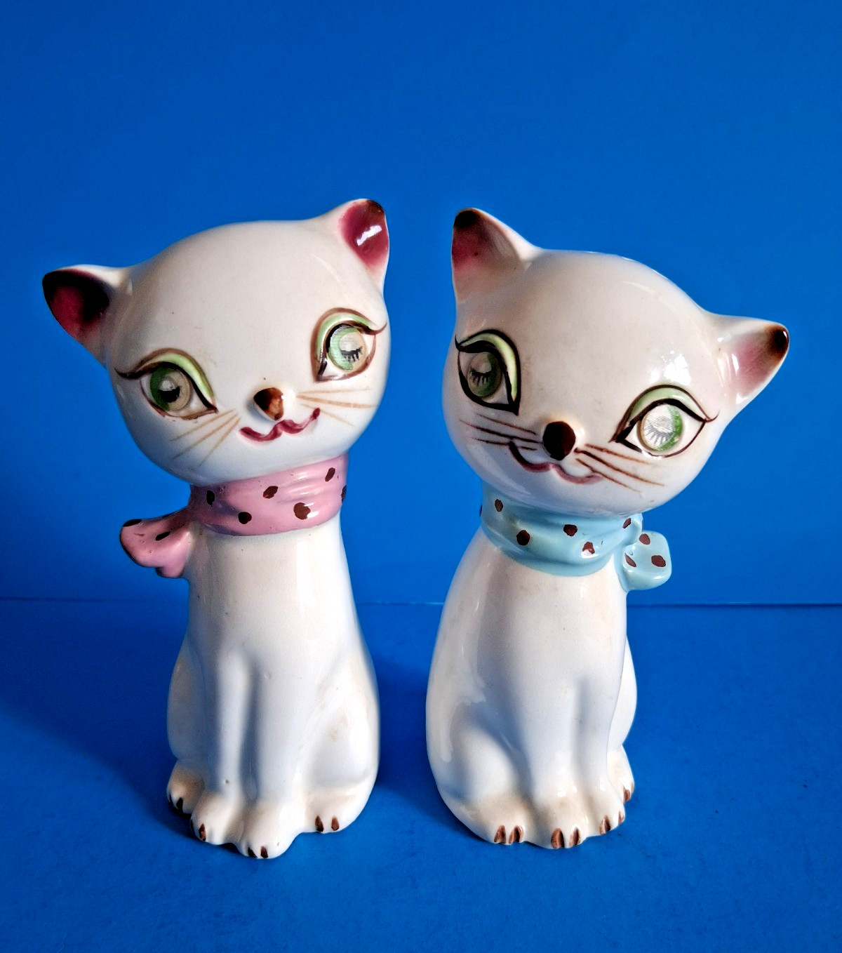 Vintage 1950s Holt Howard Cozy Kitten Cat Salt & Pepper Shakers Winking Eyes