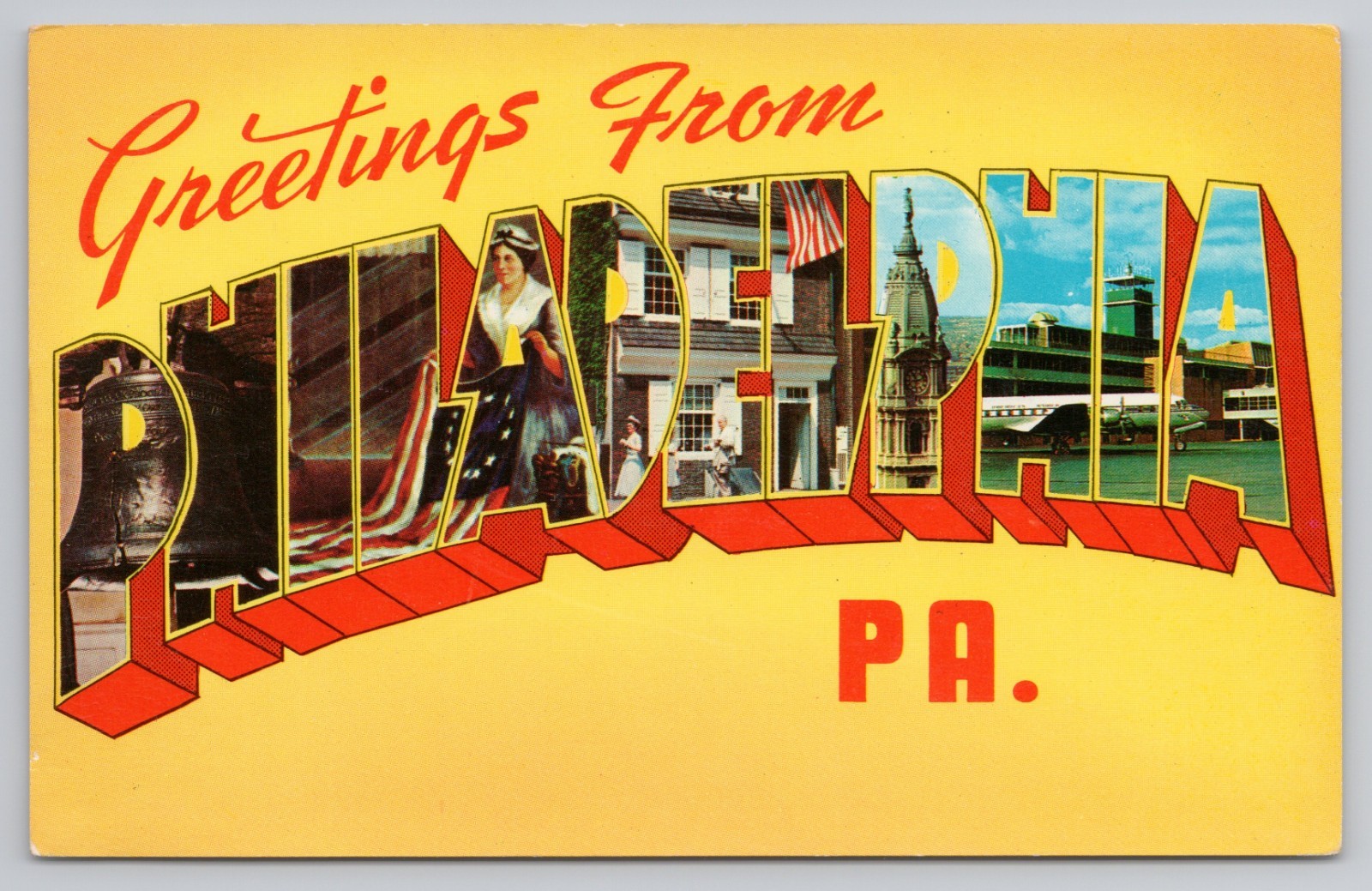 Postcard Greetings From Philadelphia, PA, Large Letter Chrome A14013