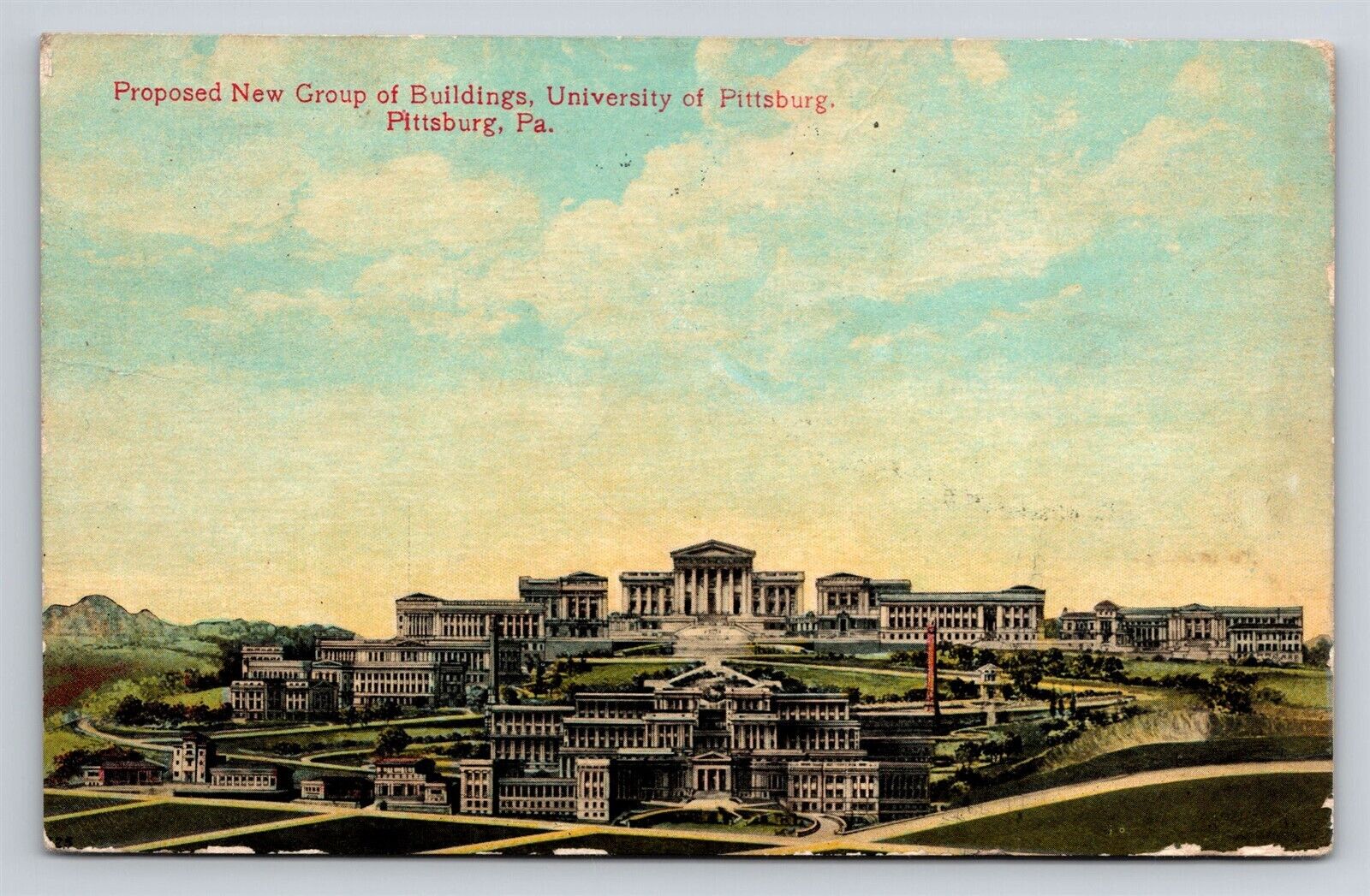 Pittsburgh PA University of Pittsburg Proposed New Buildings Old Postcard 1900s