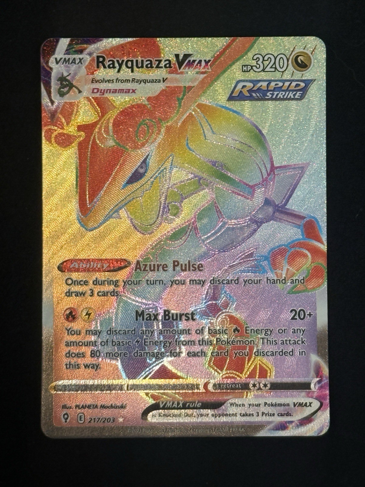 Rayquaza VMAX (Secret) 217/203 SWSH07: Evolving Skies Holo