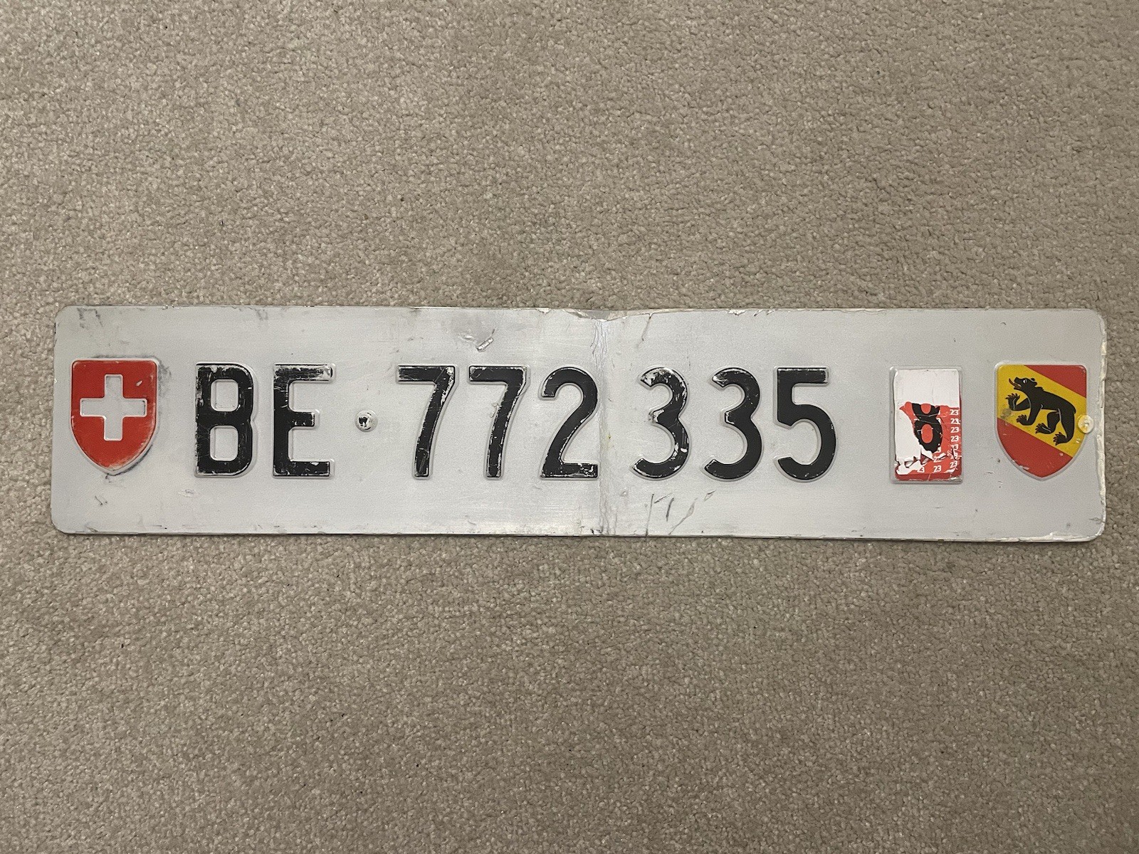 Number License Plate Switzerland Swiss Bern Europe Genuine Used BE 772 335