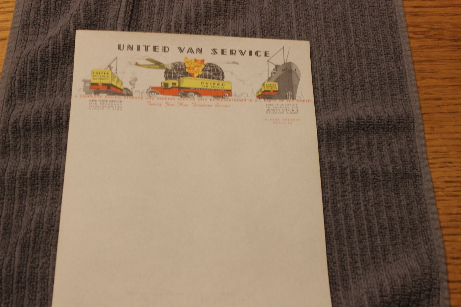 1930's? United Van Service full color shipping letterhead
