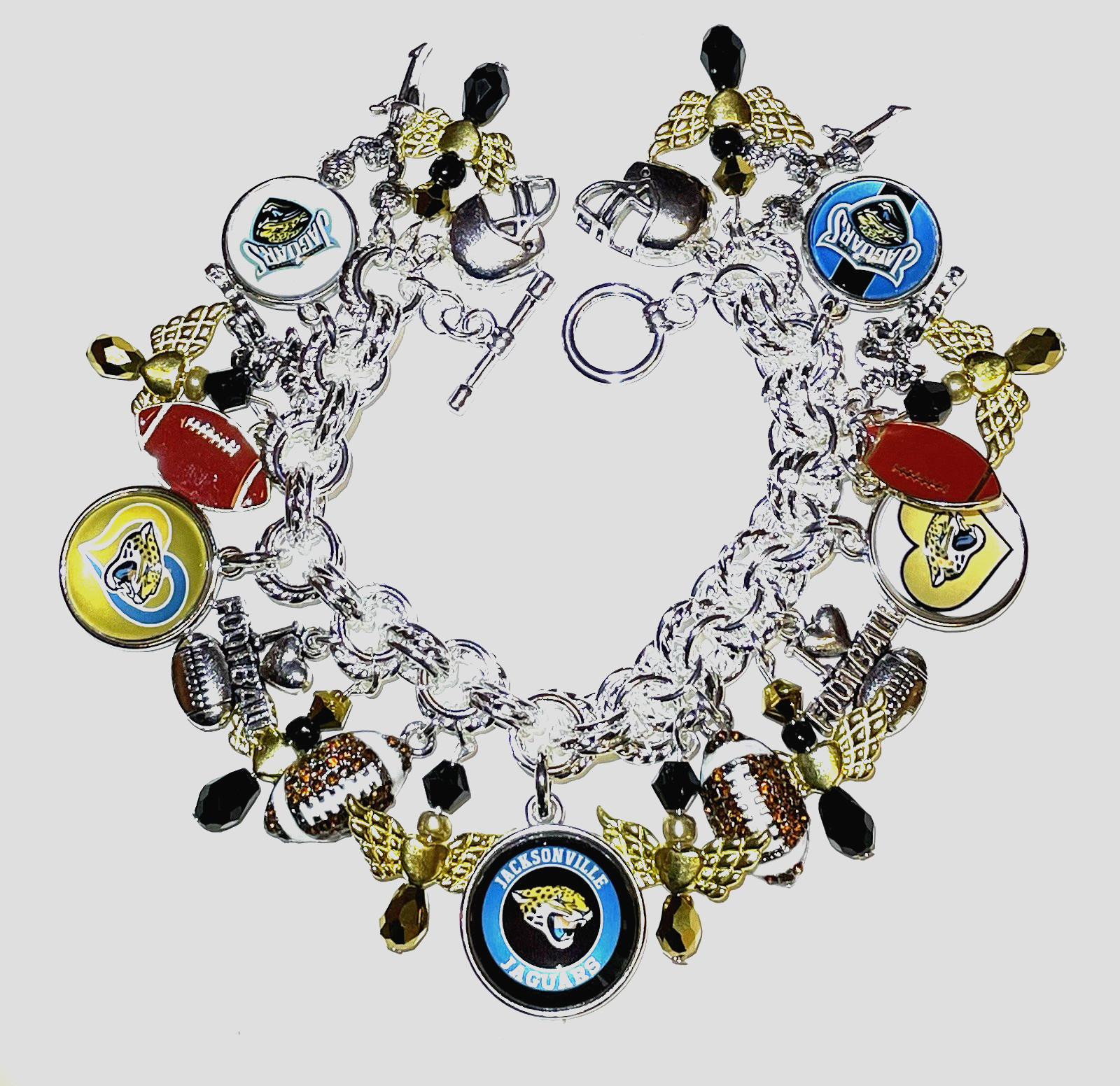 Jacksonville Jaguars NEW iTEM Premium Custom Made Charm Bracelet. .